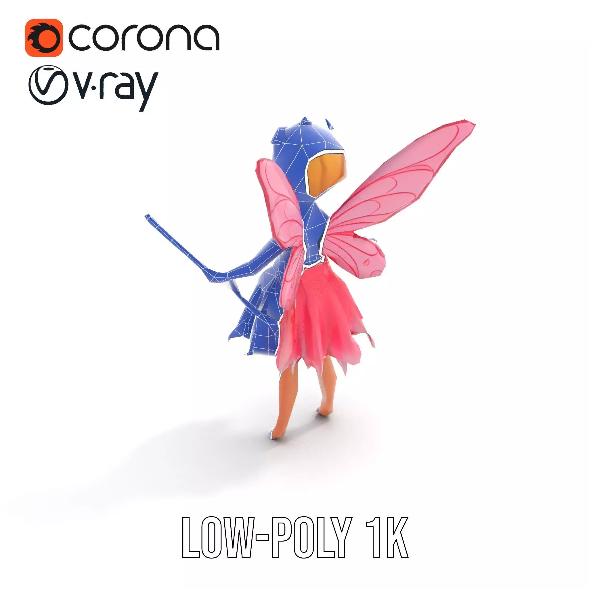 Fairy Princess Rigged and Animated Model Low-poly 3D model_20