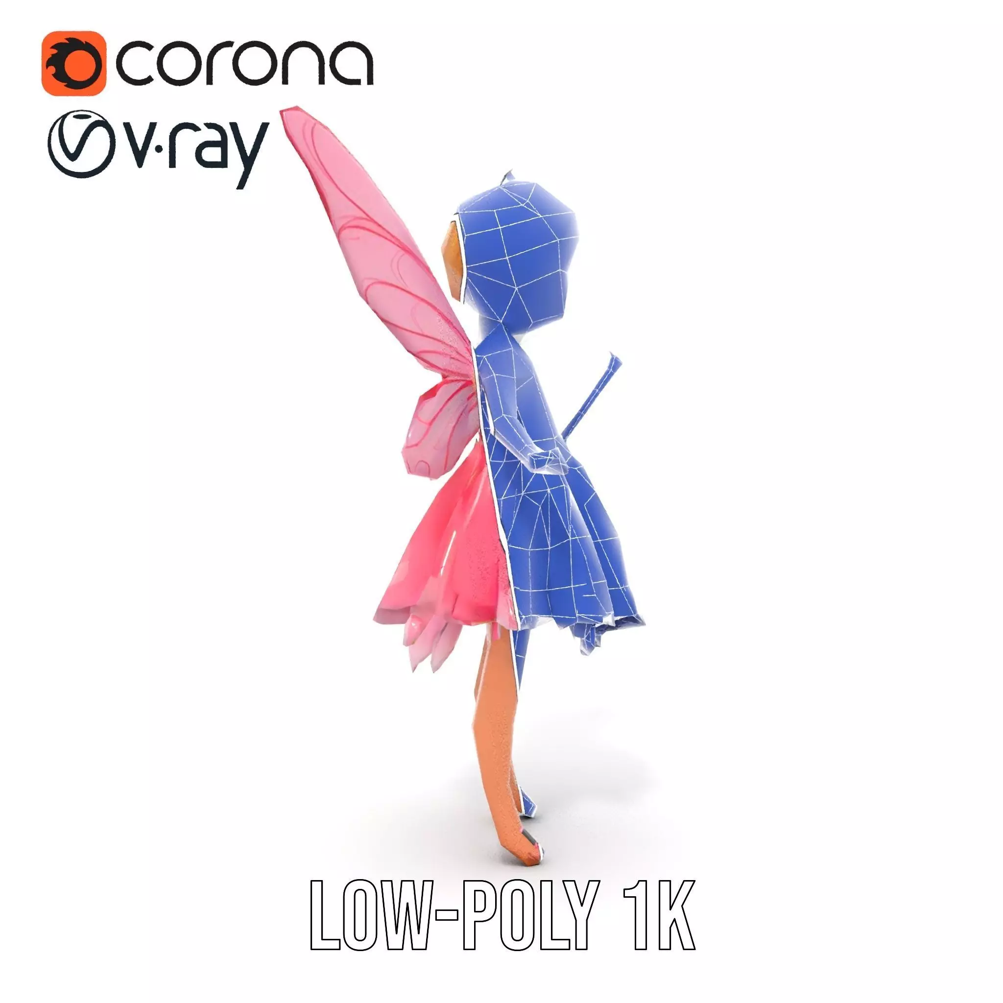 Fairy Princess Rigged and Animated Model Low-poly 3D model_17