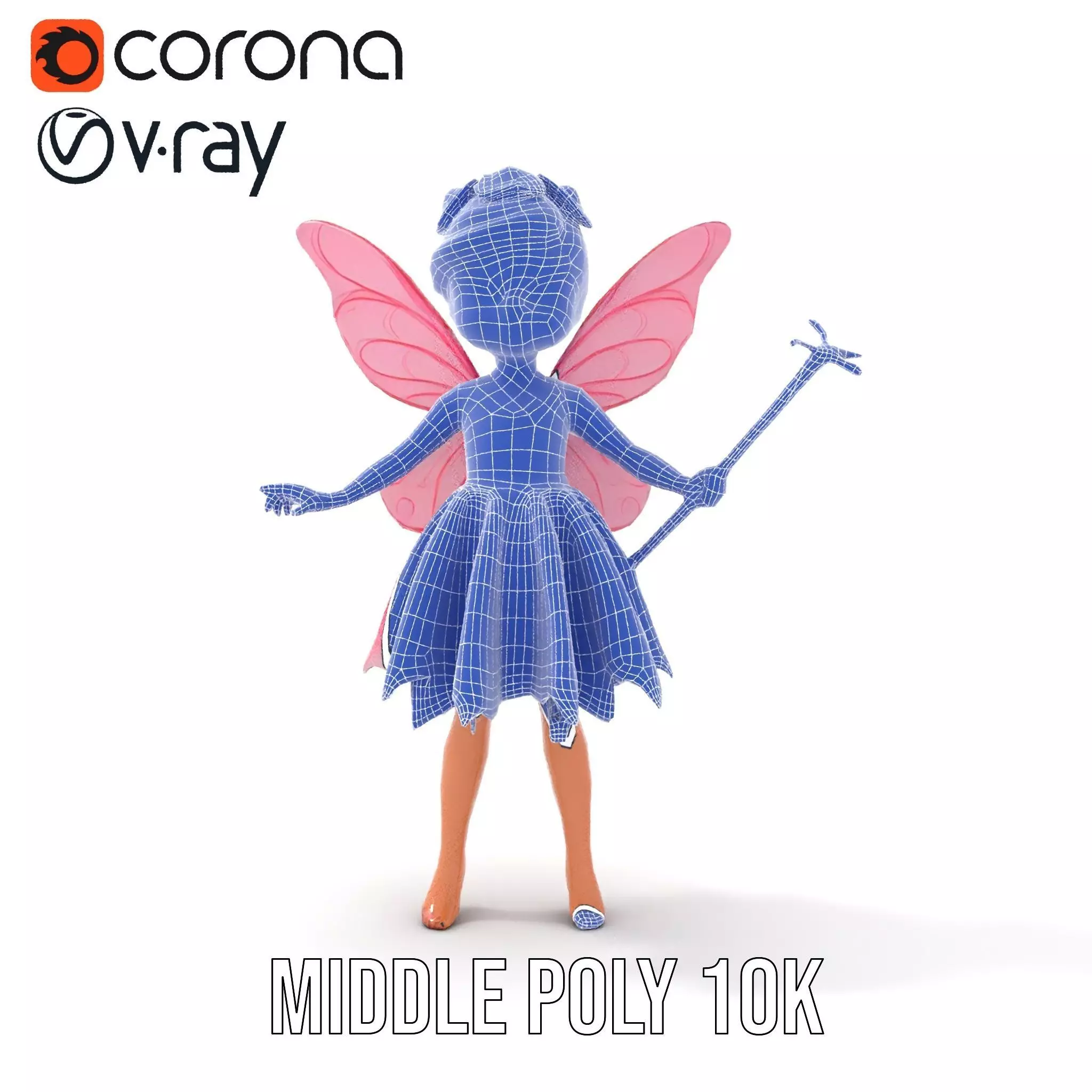Fairy Princess Rigged and Animated Model Low-poly 3D model_22