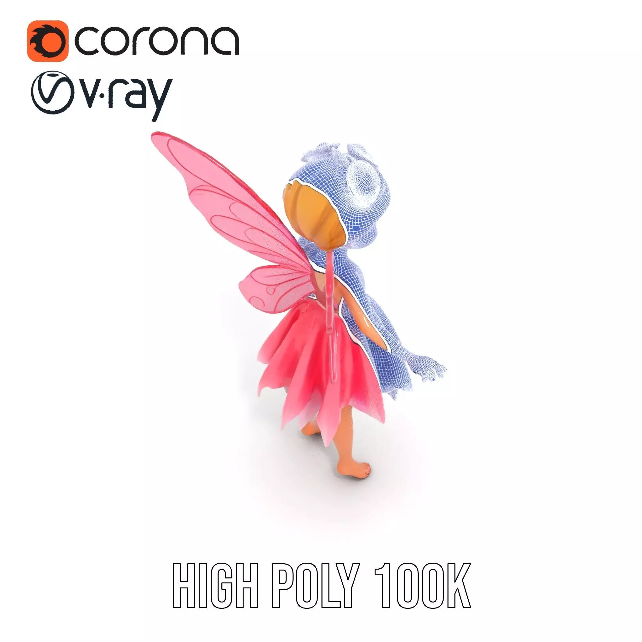 Fairy Princess Rigged and Animated Model Low-poly 3D model_36