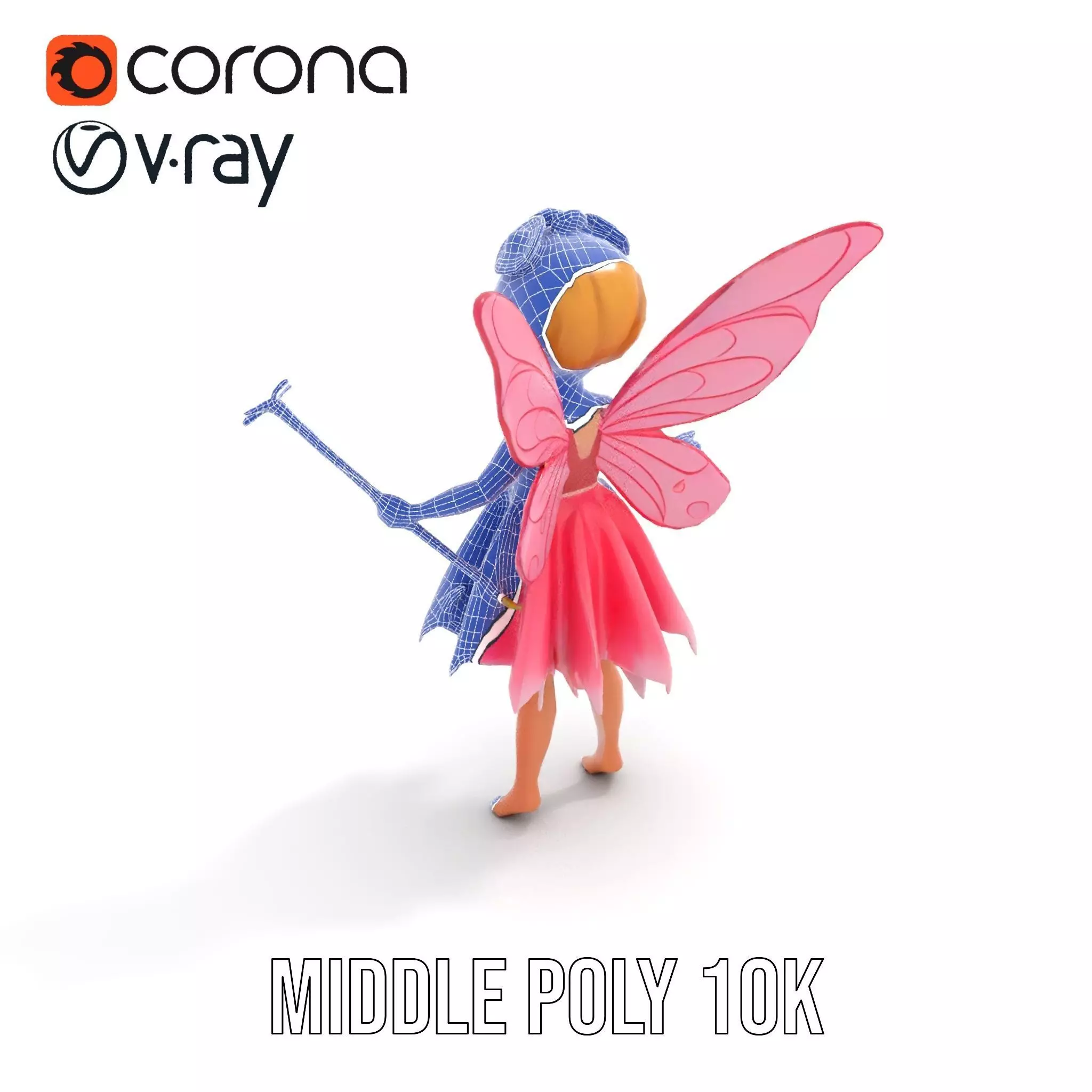Fairy Princess Rigged and Animated Model Low-poly 3D model_35
