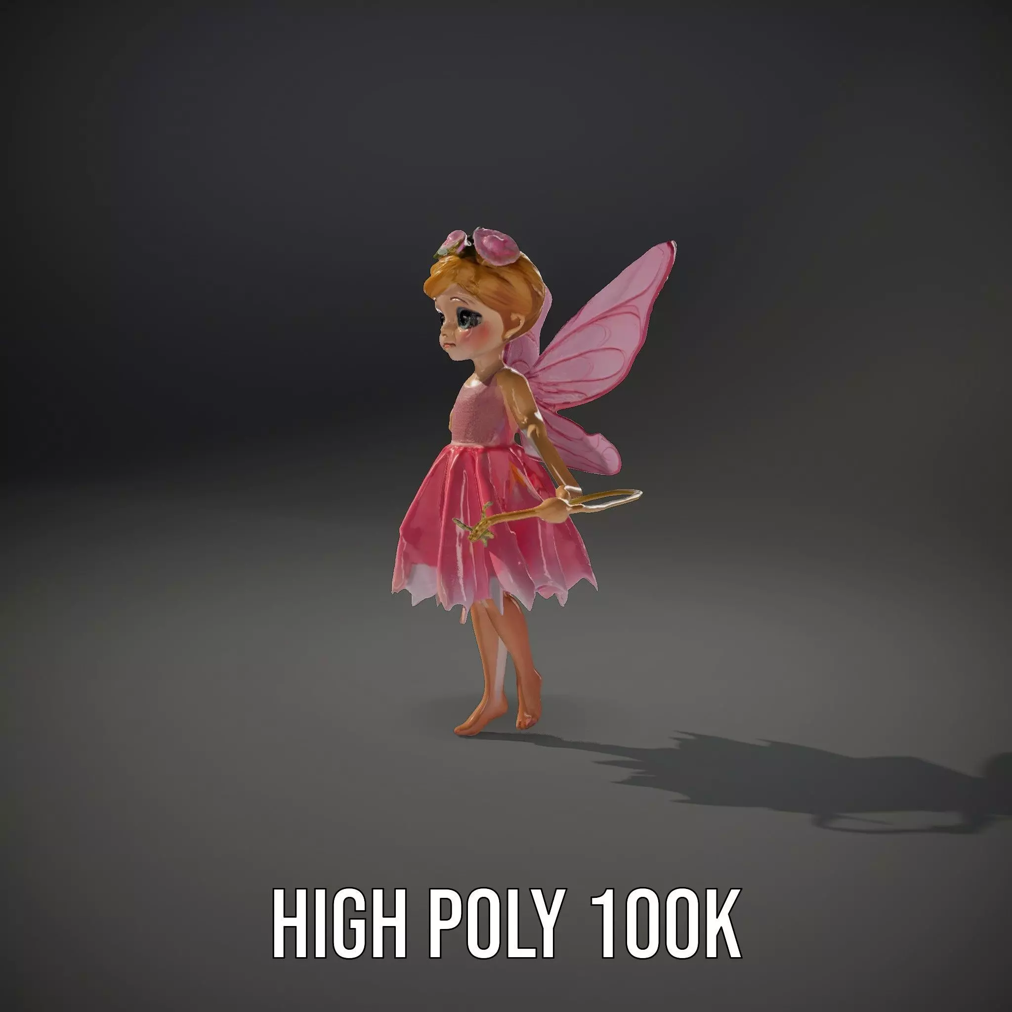 Fairy Princess Rigged and Animated Model Low-poly 3D model_10