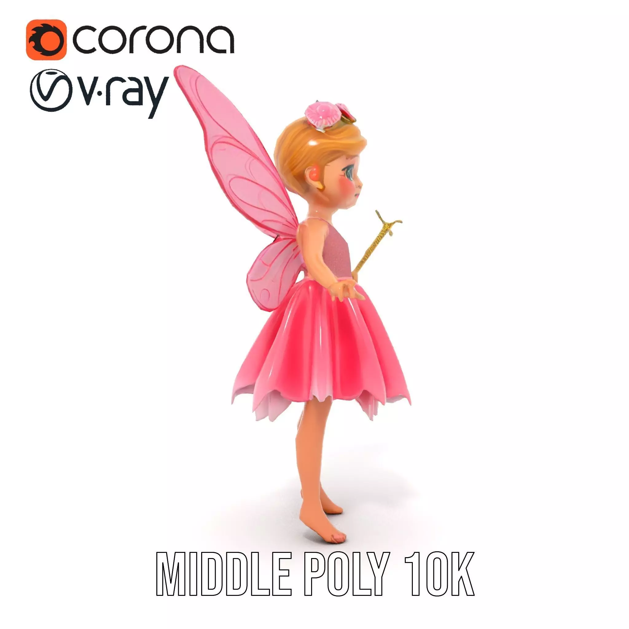 Fairy Princess Rigged and Animated Model Low-poly 3D model_19