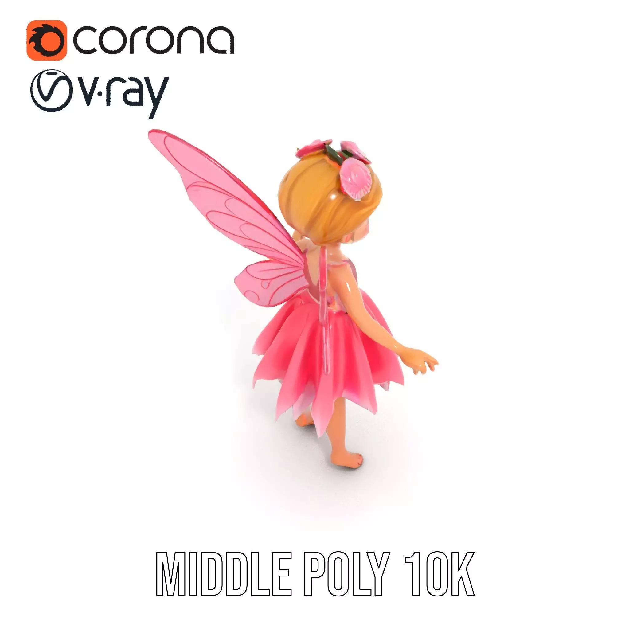 Fairy Princess Rigged and Animated Model Low-poly 3D model_14