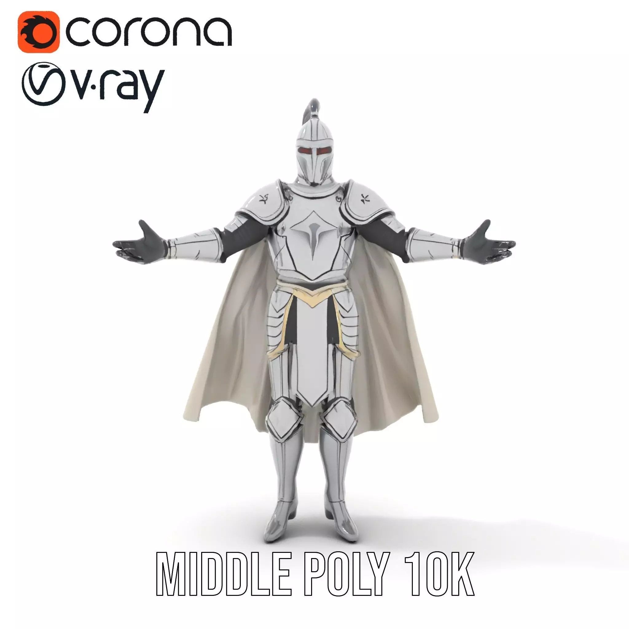 Armored Knight Character Model Rigged and Animated Low-poly 3D model_13