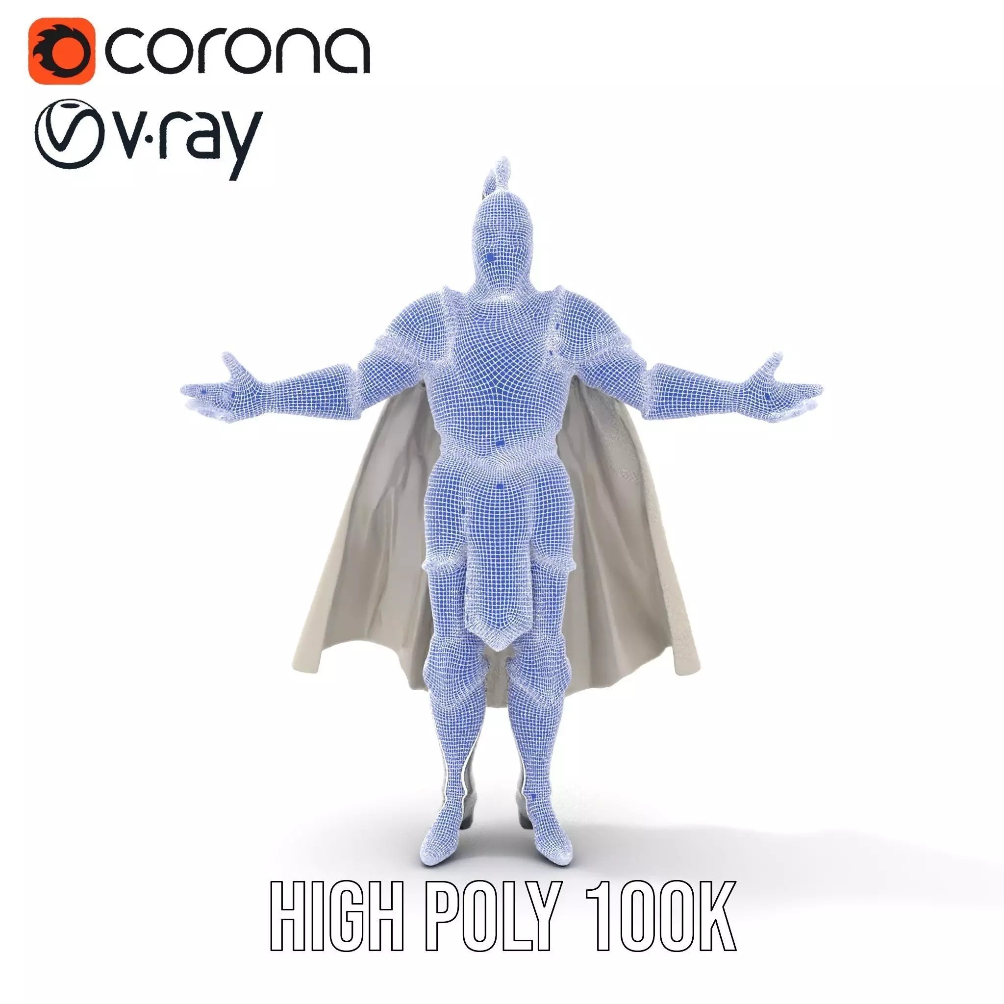 Armored Knight Character Model Rigged and Animated Low-poly 3D model_36