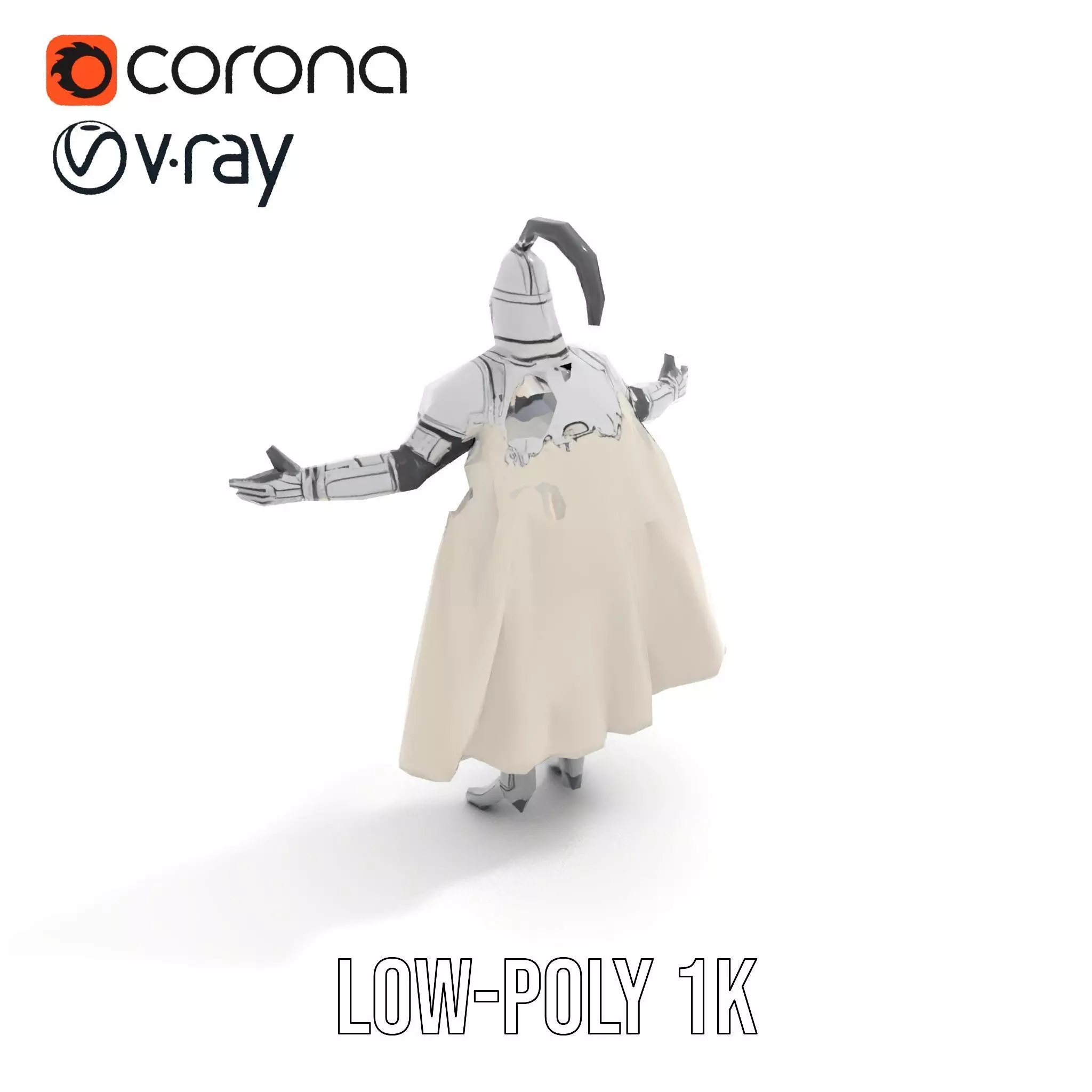 Armored Knight Character Model Rigged and Animated Low-poly 3D model_21