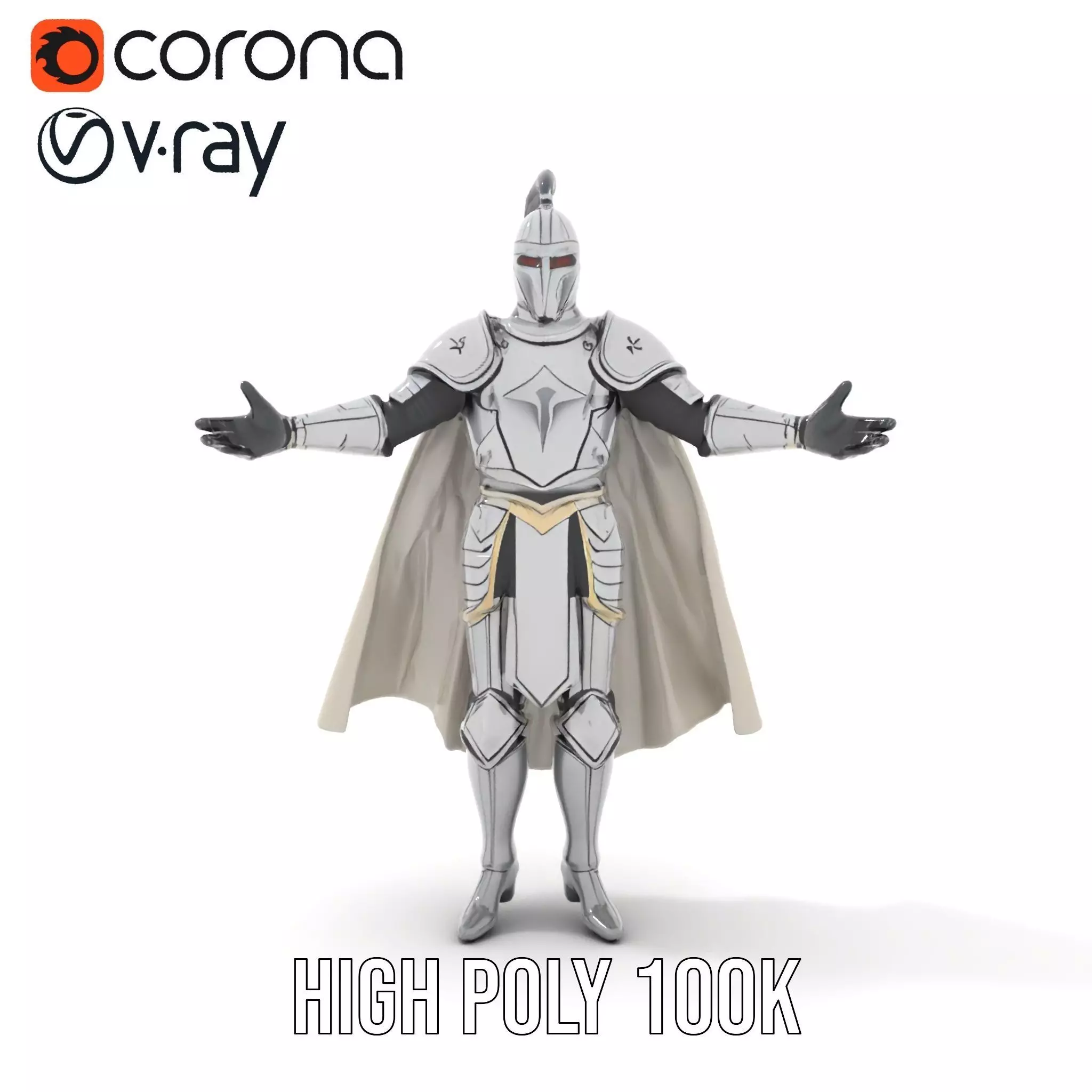 Armored Knight Character Model Rigged and Animated Low-poly 3D model_28