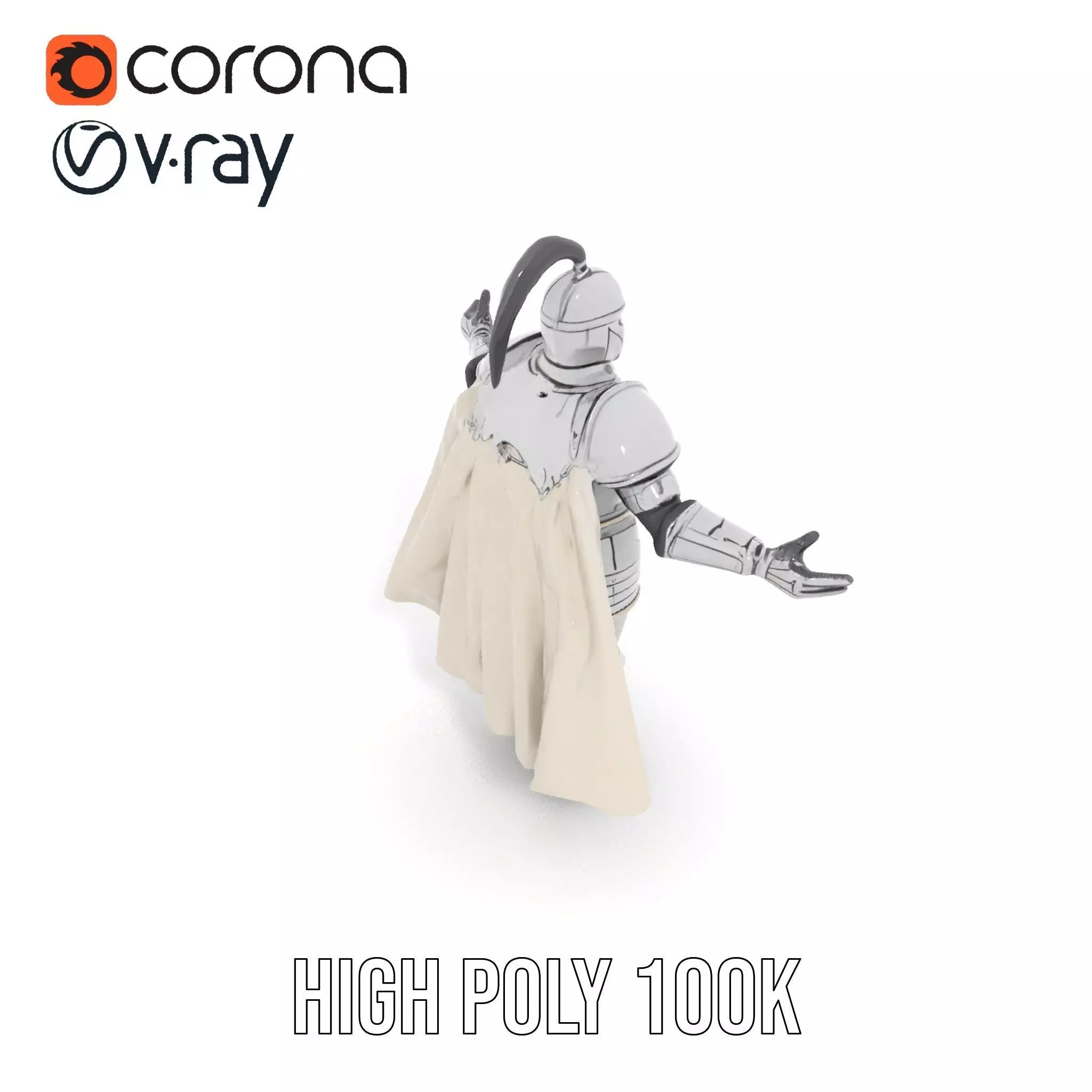 Armored Knight Character Model Rigged and Animated Low-poly 3D model_9