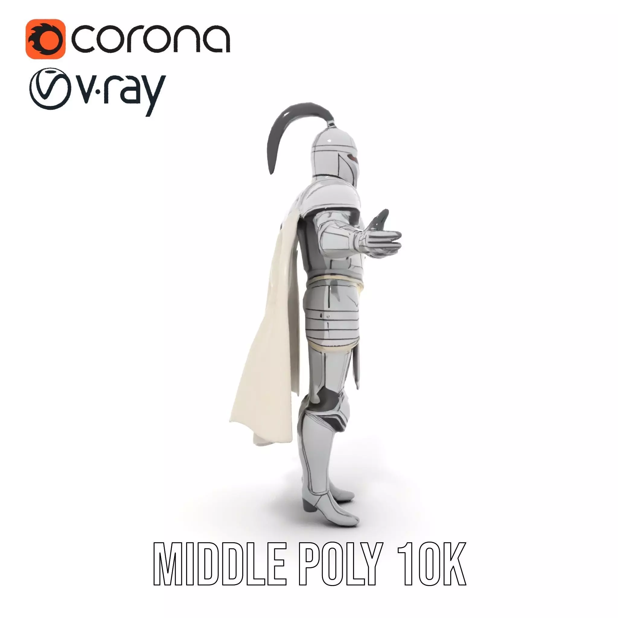 Armored Knight Character Model Rigged and Animated Low-poly 3D model_26