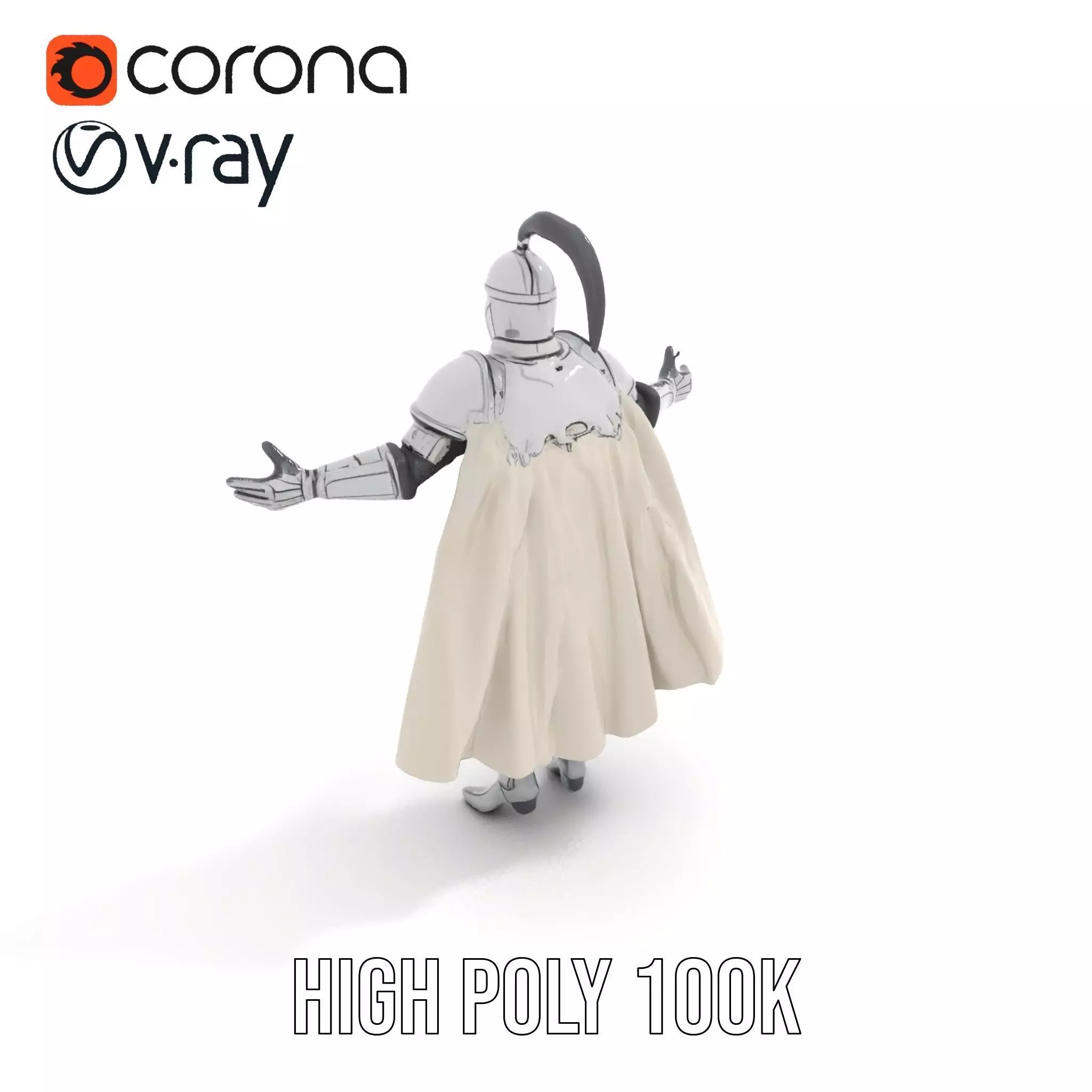 Armored Knight Character Model Rigged and Animated Low-poly 3D model_12