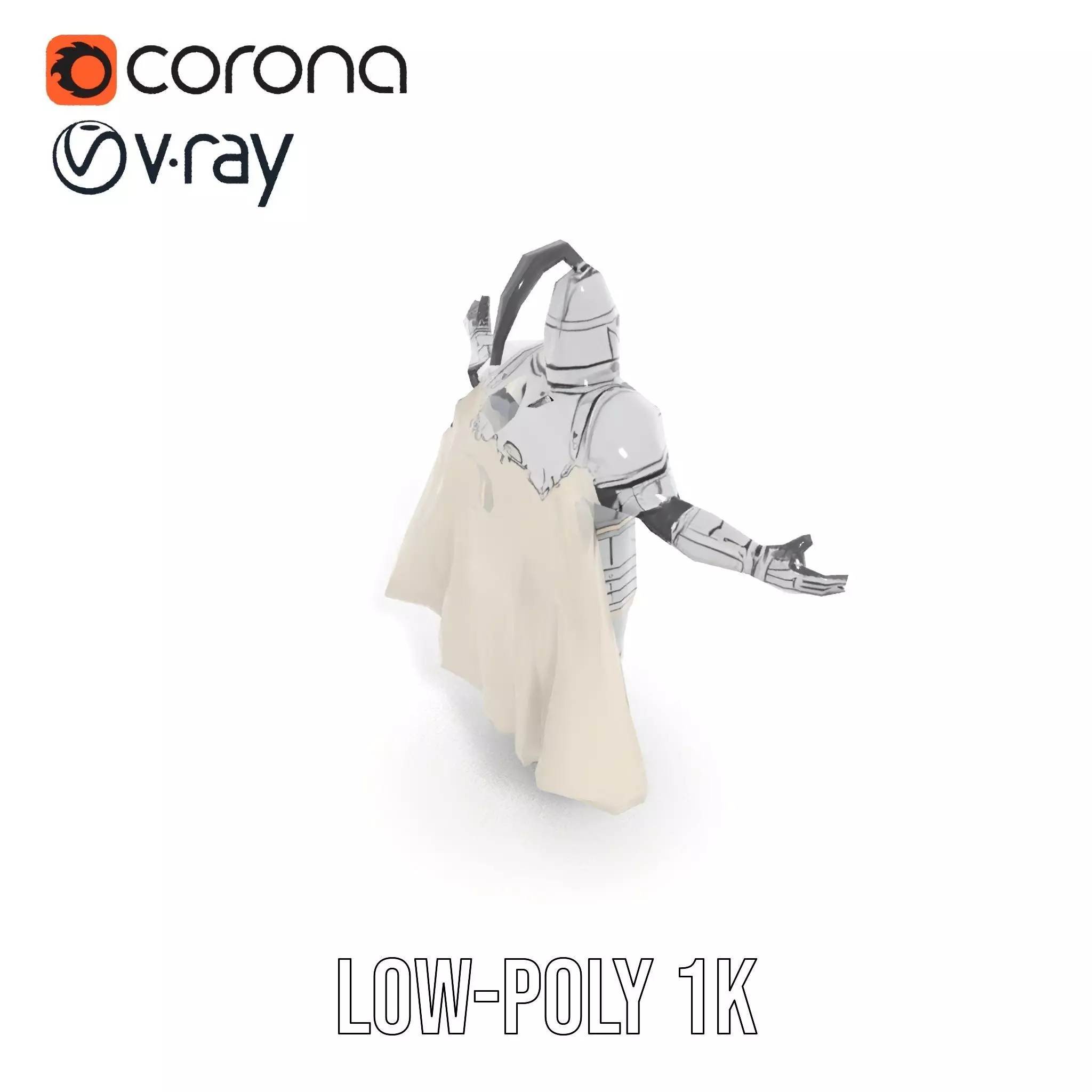 Armored Knight Character Model Rigged and Animated Low-poly 3D model_7