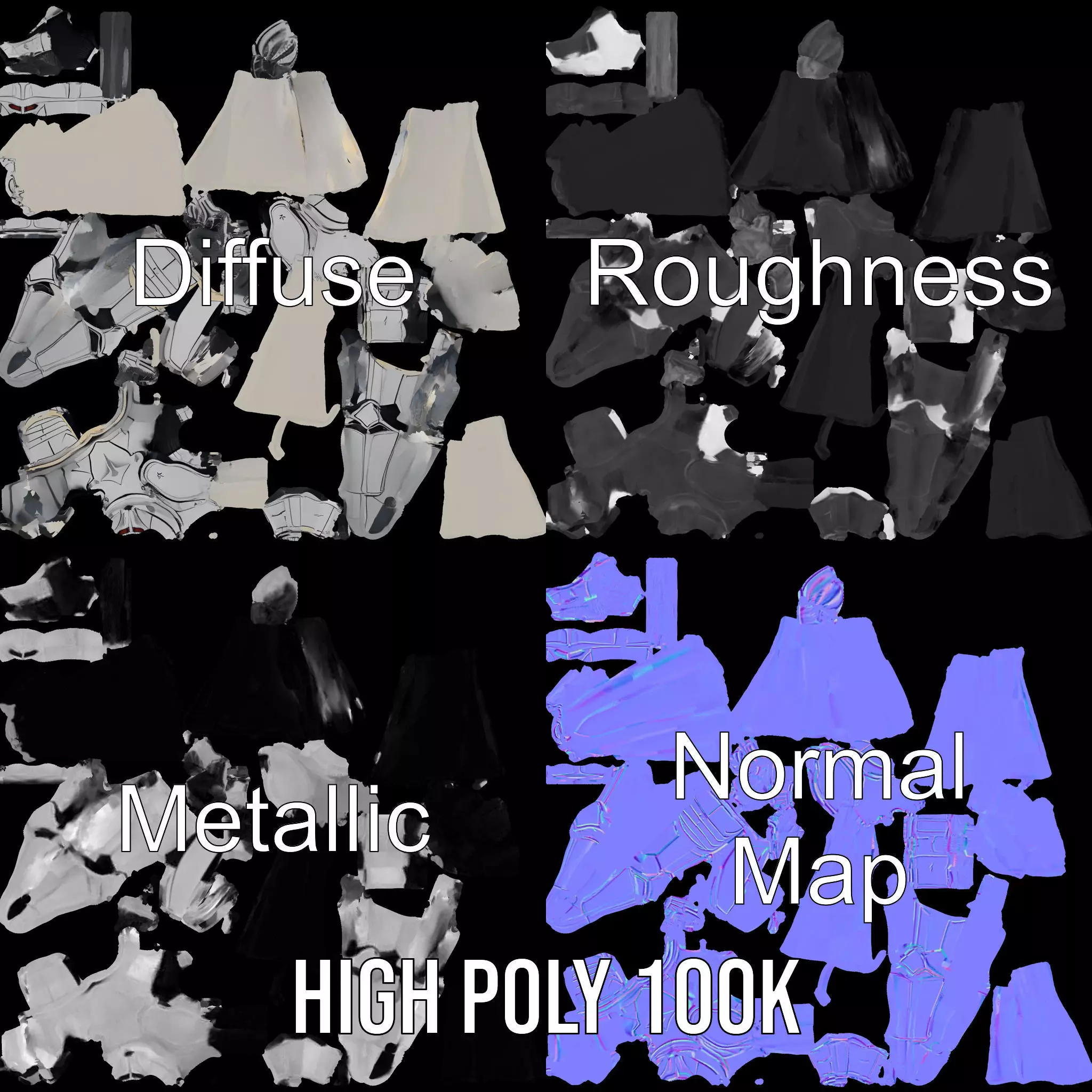 Armored Knight Character Model Rigged and Animated Low-poly 3D model_3