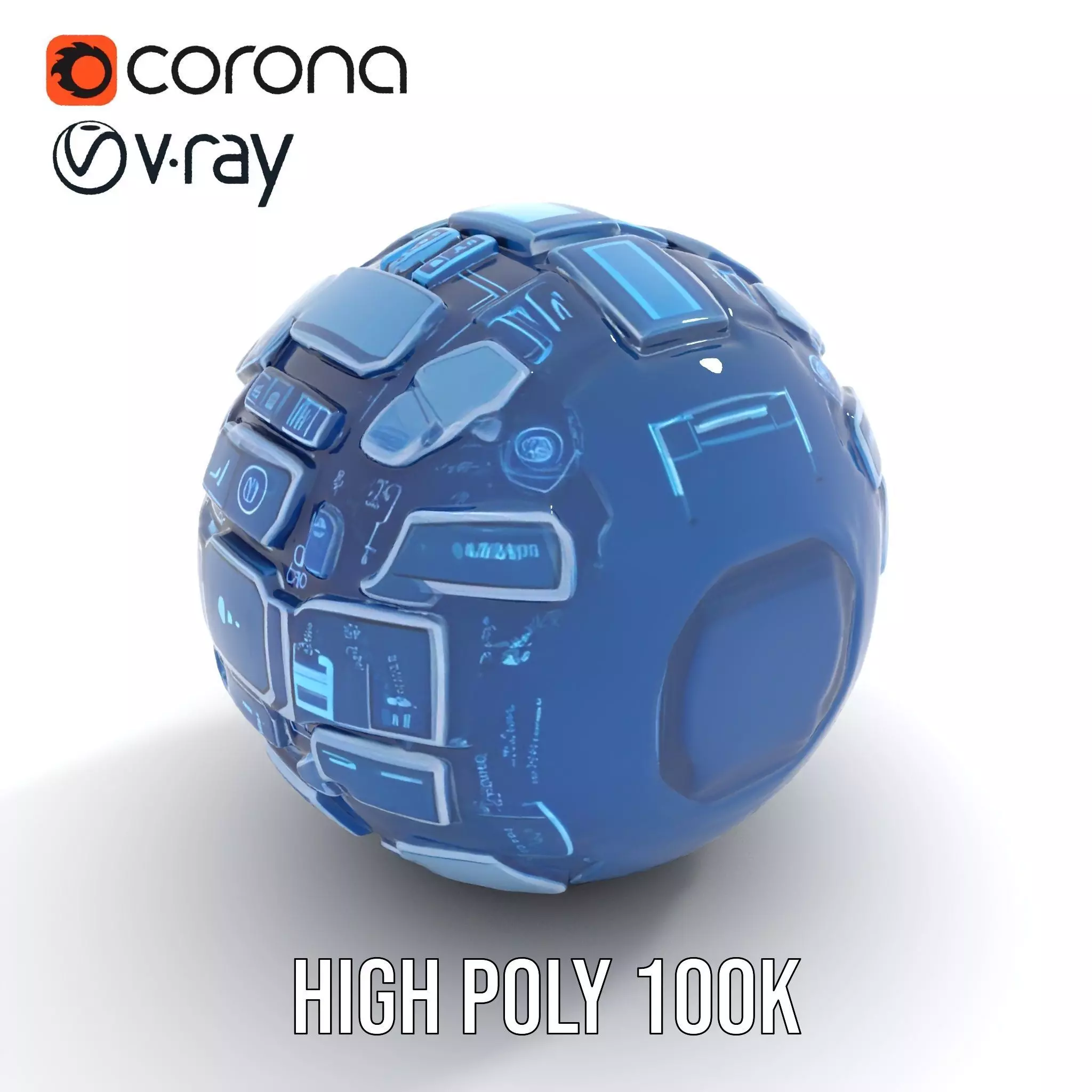 Scifi Sphere Model Pack with Futuristic Design Low-poly 3D model_16