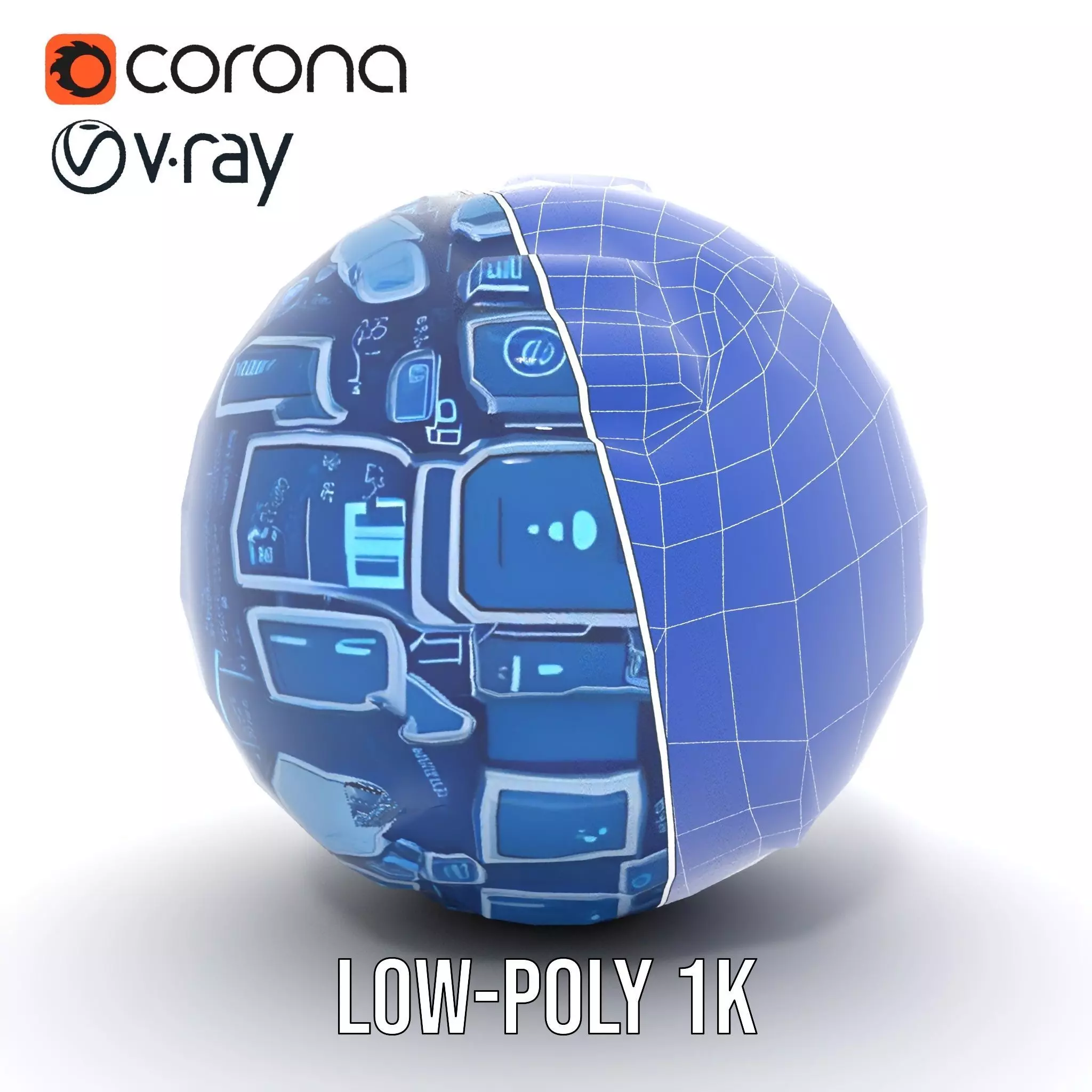 Scifi Sphere Model Pack with Futuristic Design Low-poly 3D model_31