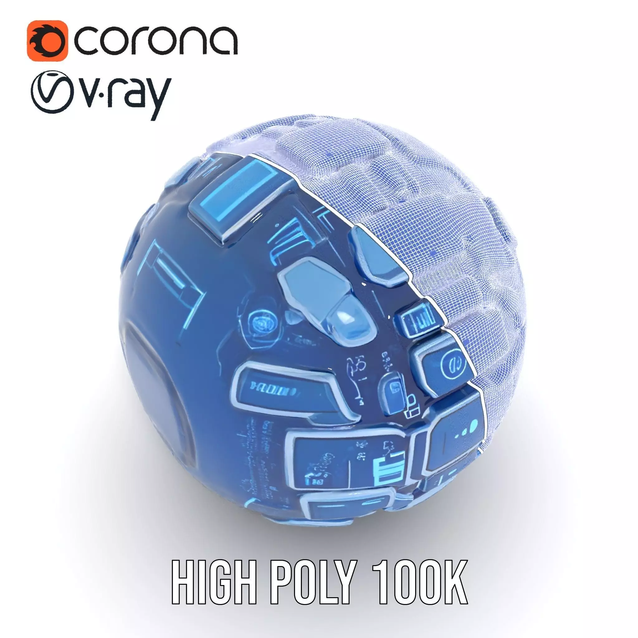 Scifi Sphere Model Pack with Futuristic Design Low-poly 3D model_34