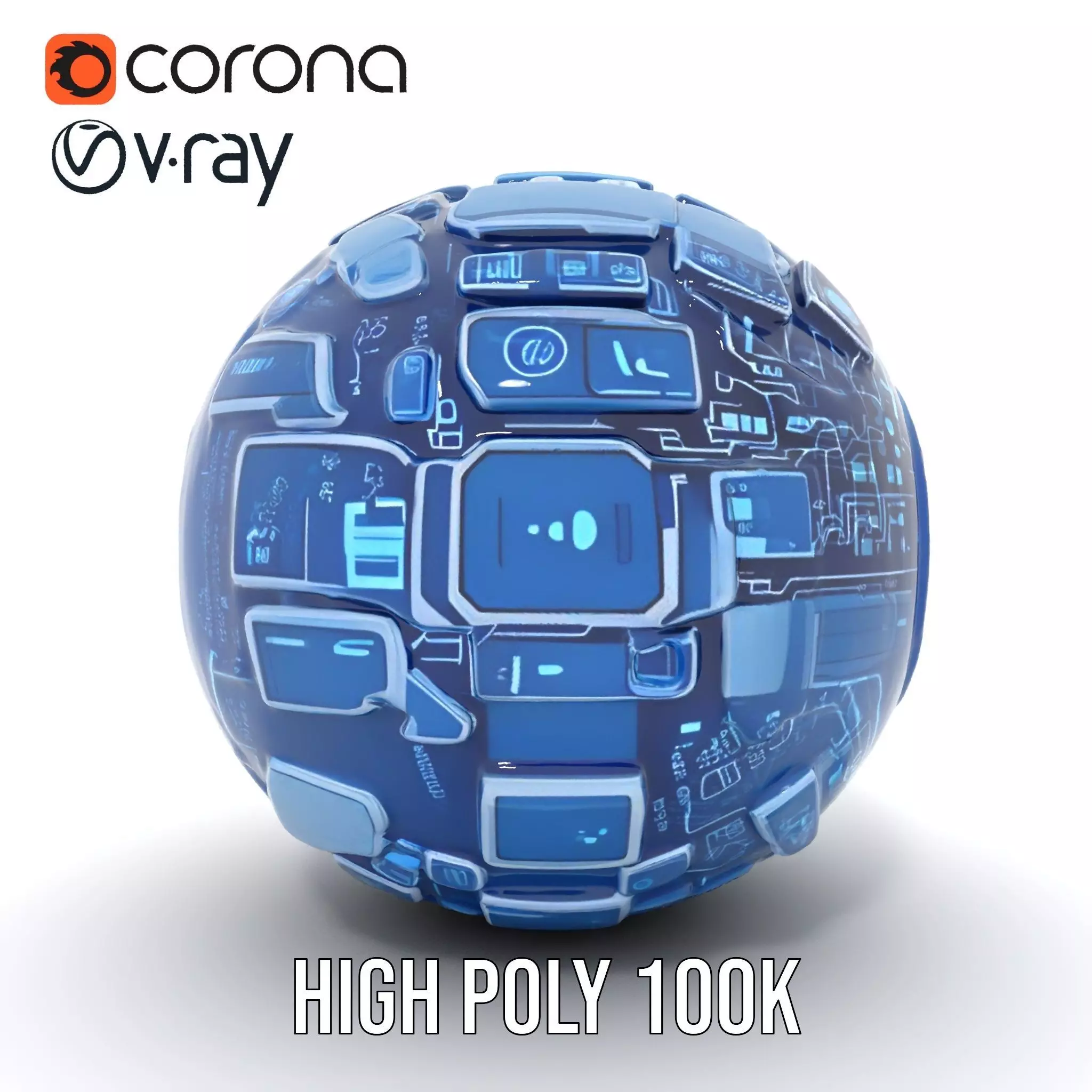 Scifi Sphere Model Pack with Futuristic Design Low-poly 3D model_22