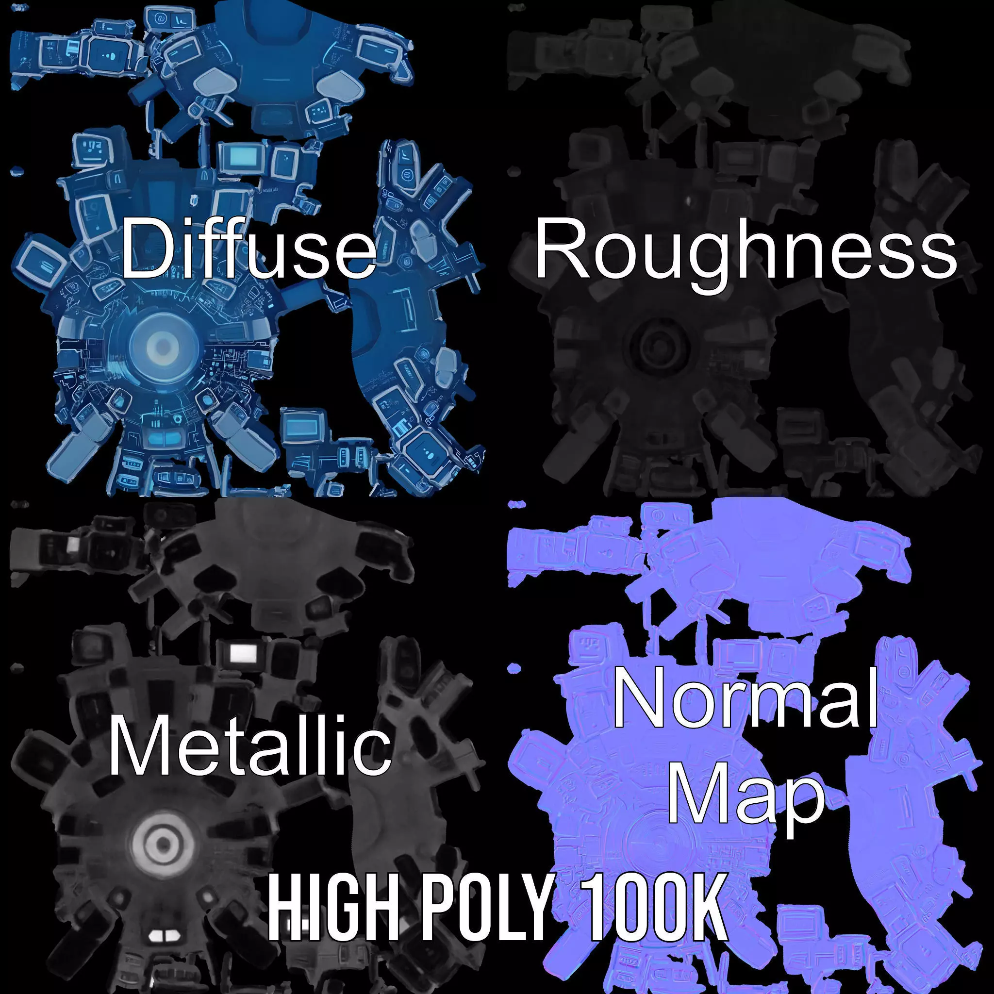 Scifi Sphere Model Pack with Futuristic Design Low-poly 3D model_4