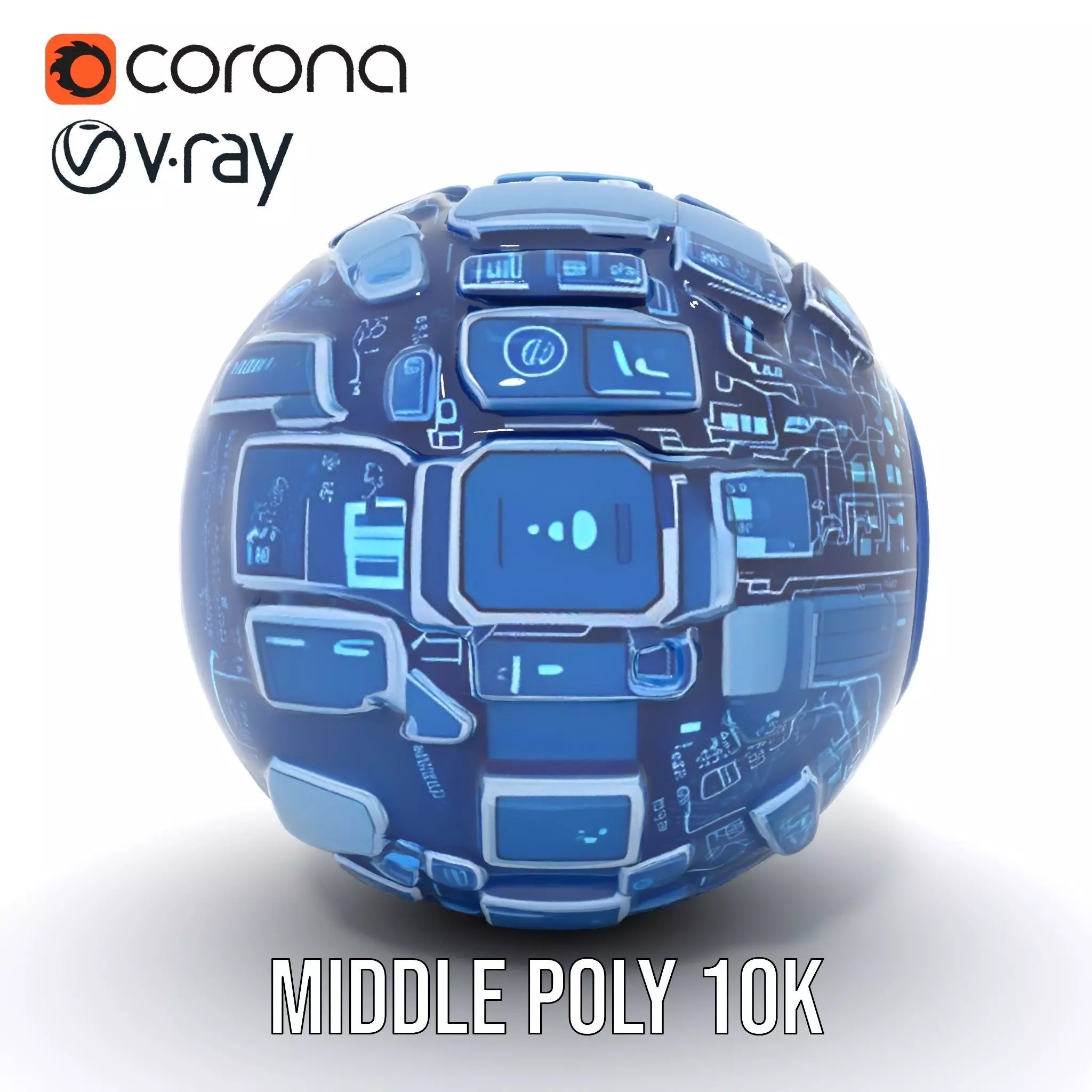 Scifi Sphere Model Pack with Futuristic Design Low-poly 3D model_17