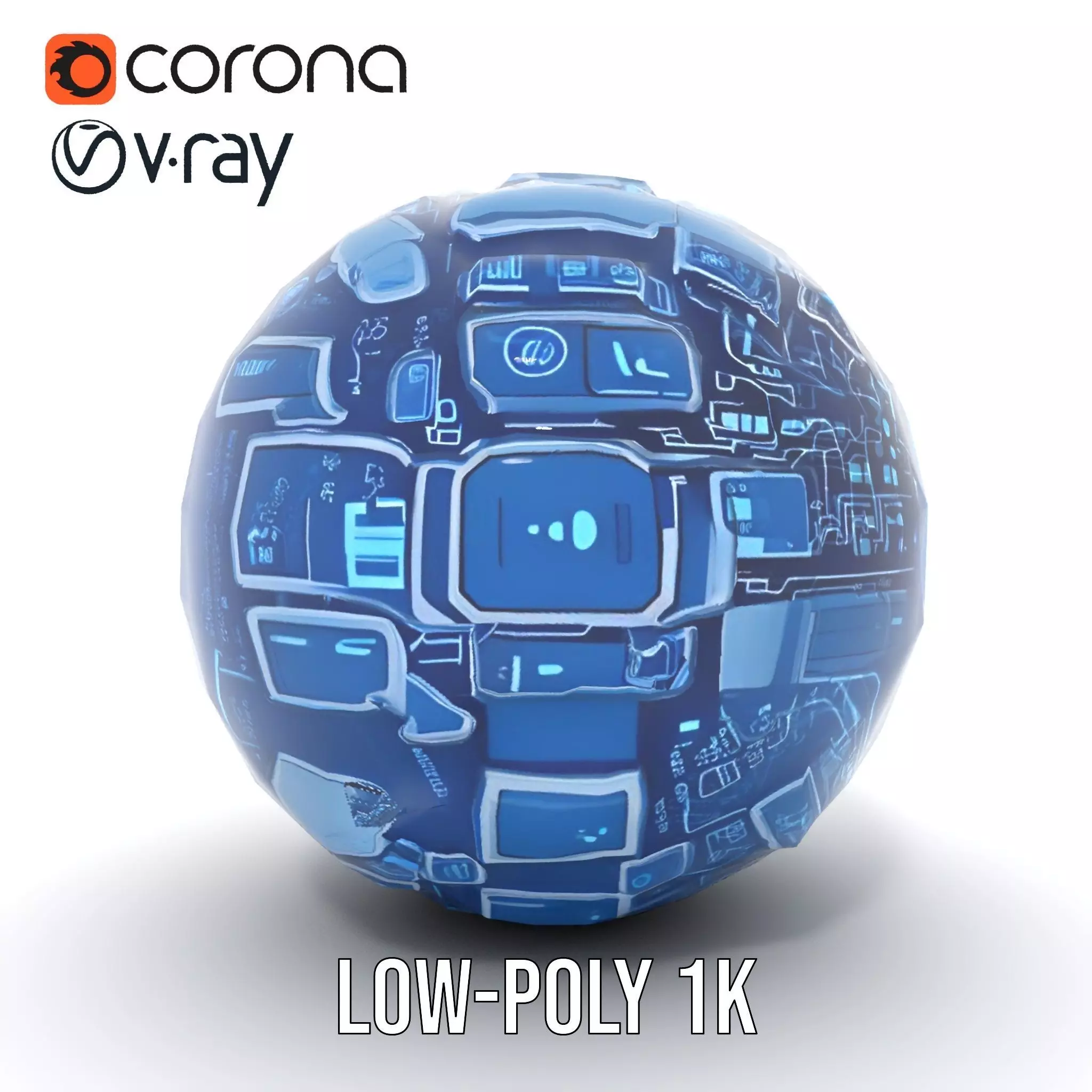 Scifi Sphere Model Pack with Futuristic Design Low-poly 3D model_27