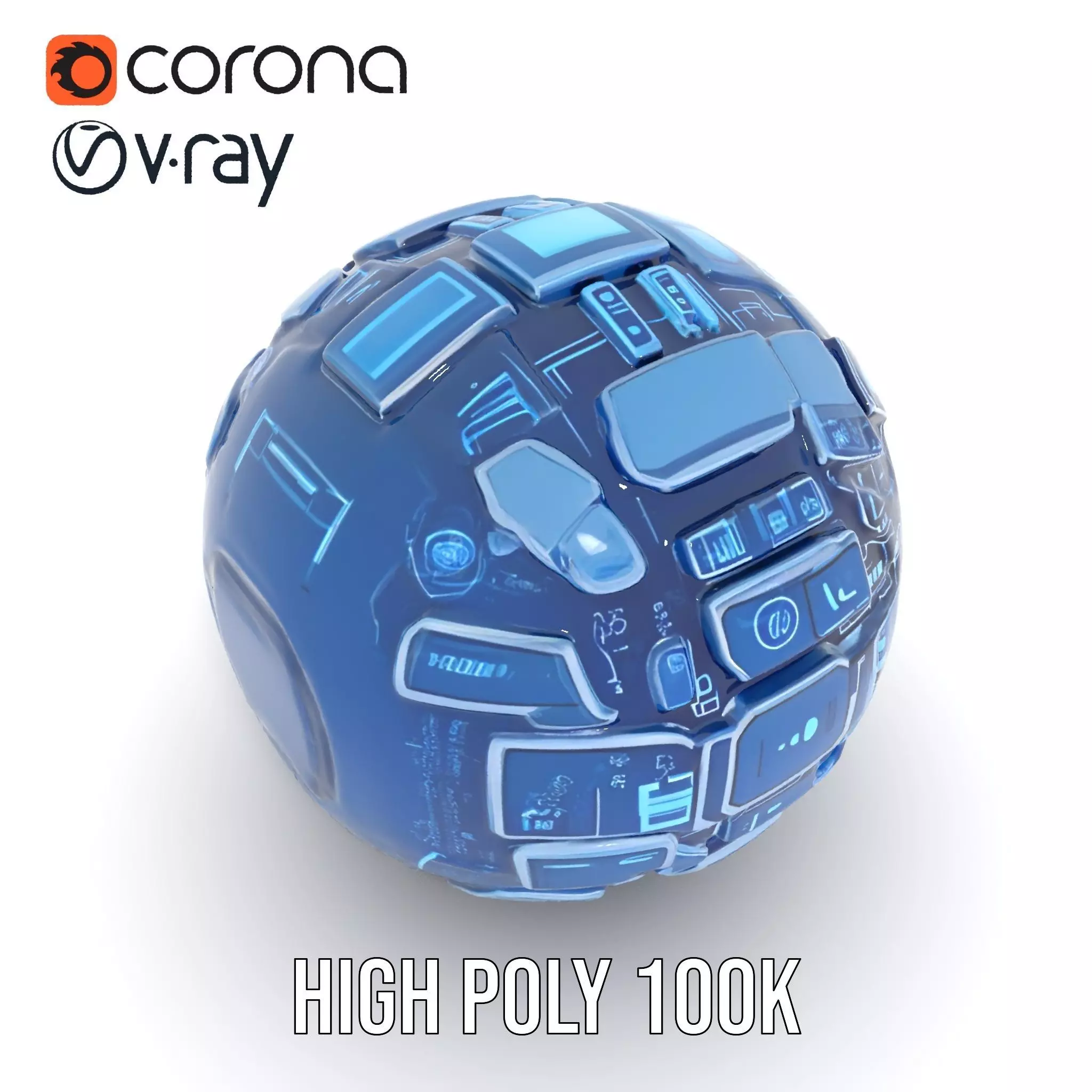 Scifi Sphere Model Pack with Futuristic Design Low-poly 3D model_25