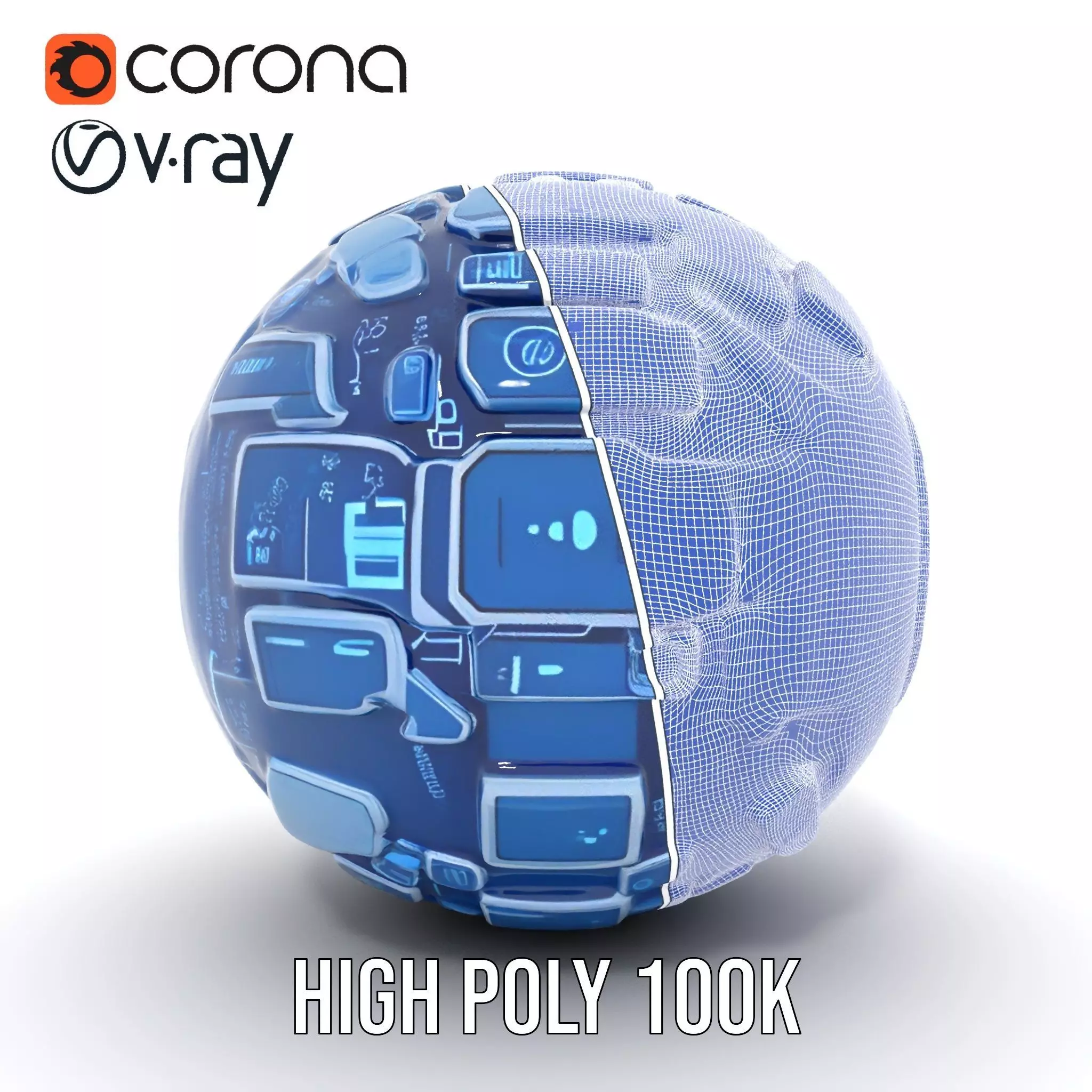 Scifi Sphere Model Pack with Futuristic Design Low-poly 3D model_35