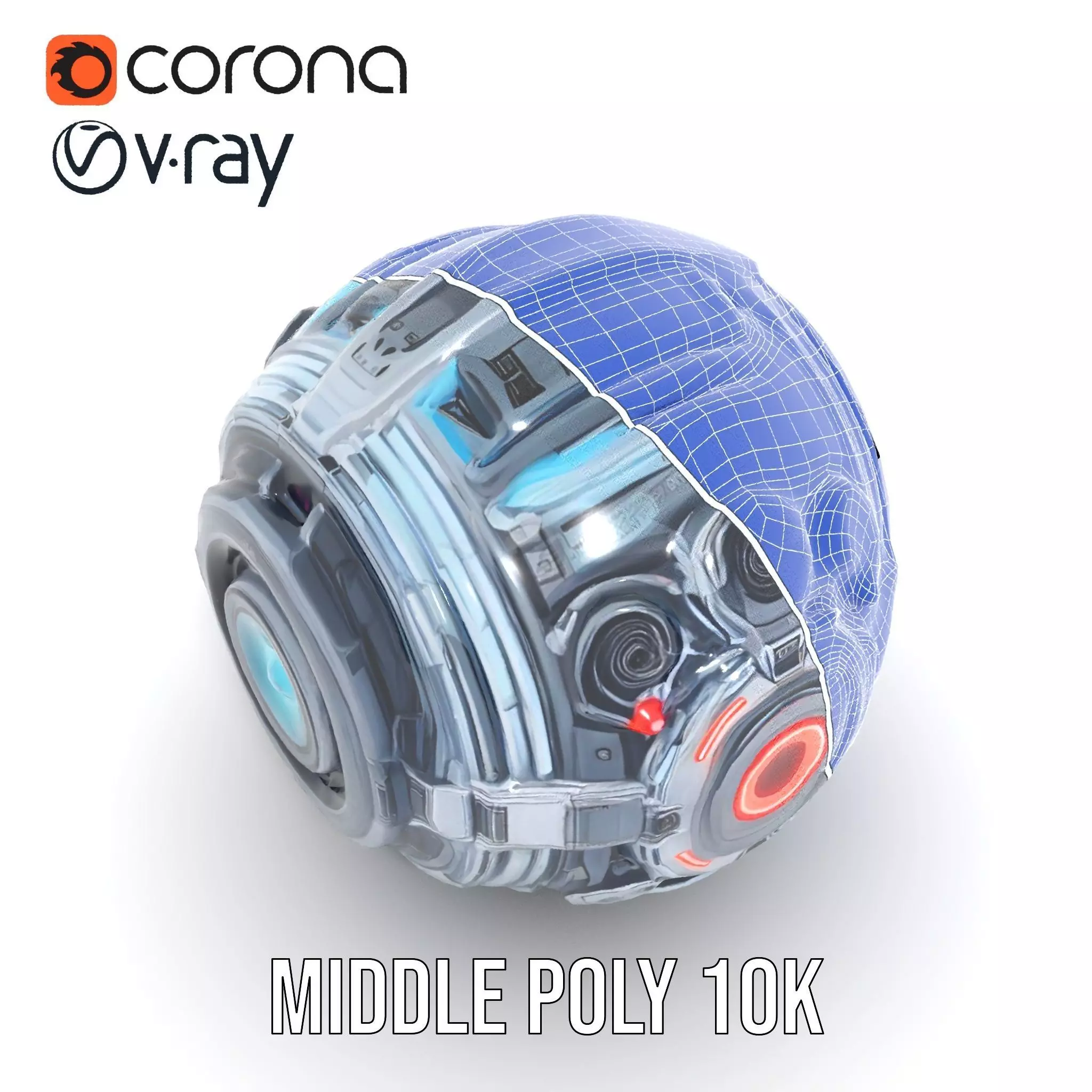Futuristic Surveillance Orb Drone Model Pack Low-poly 3D model_18