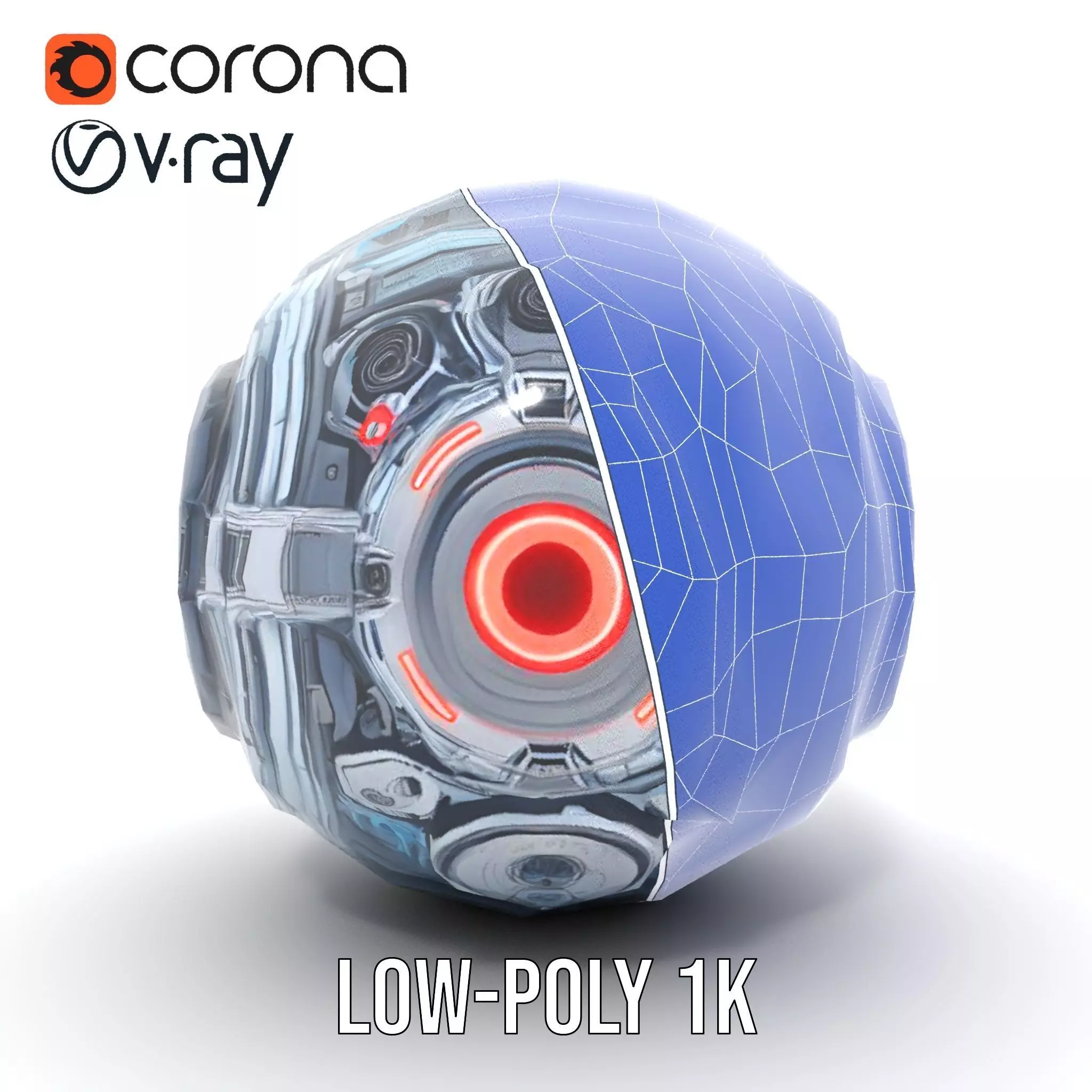 Futuristic Surveillance Orb Drone Model Pack Low-poly 3D model_19