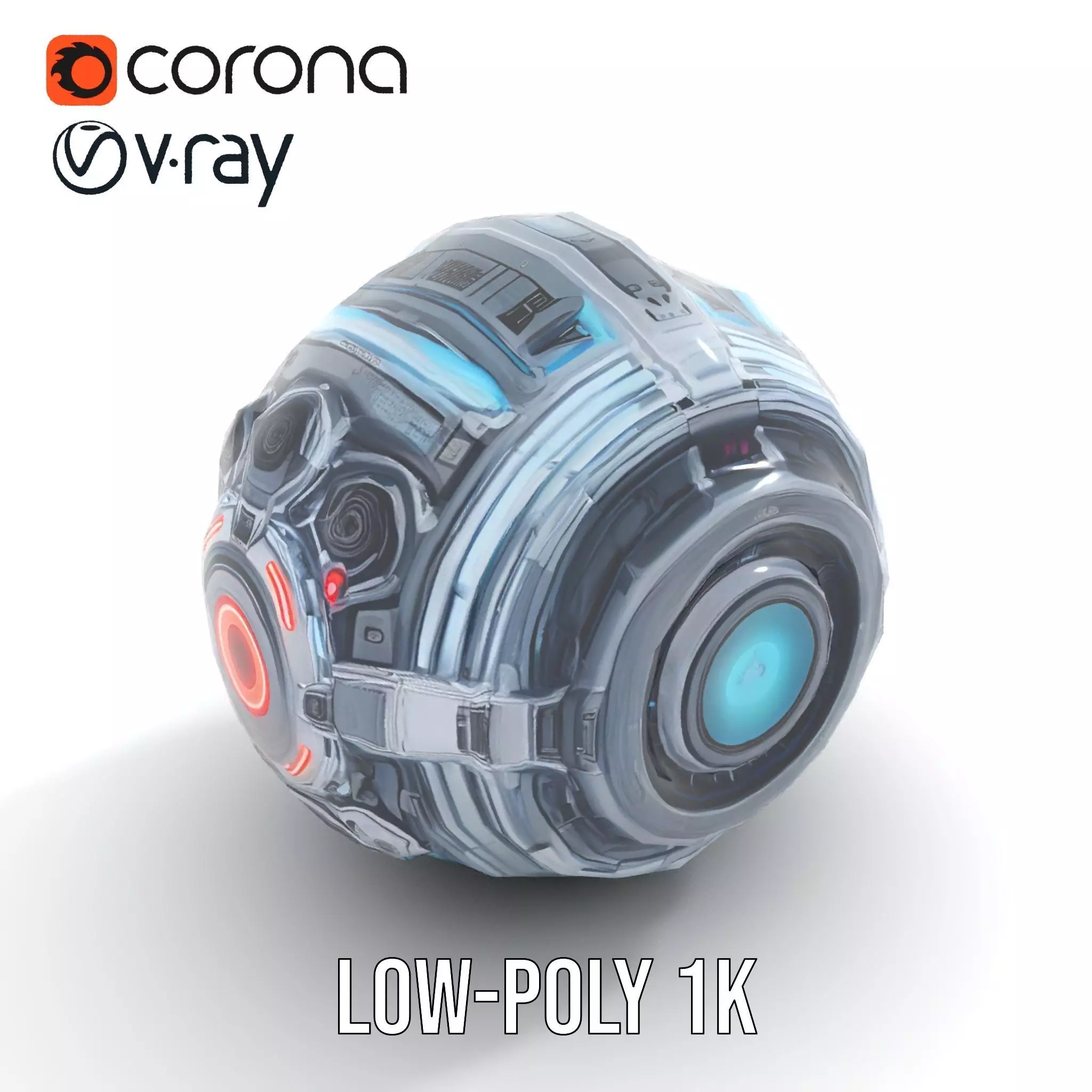 Futuristic Surveillance Orb Drone Model Pack Low-poly 3D model_9