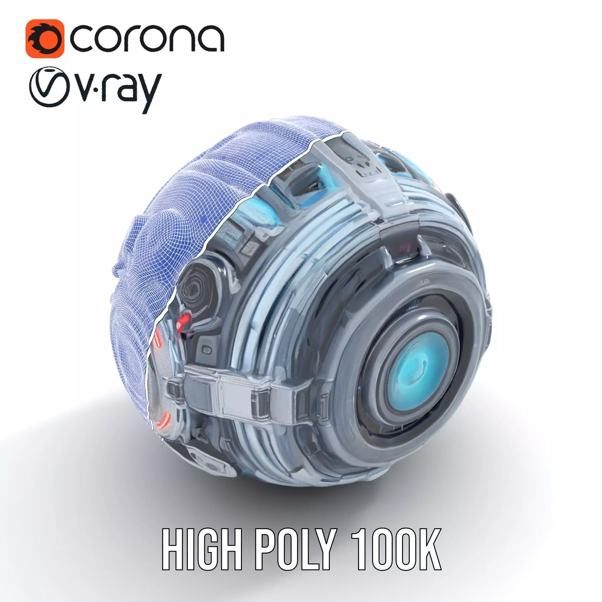 Futuristic Surveillance Orb Drone Model Pack Low-poly 3D model_31