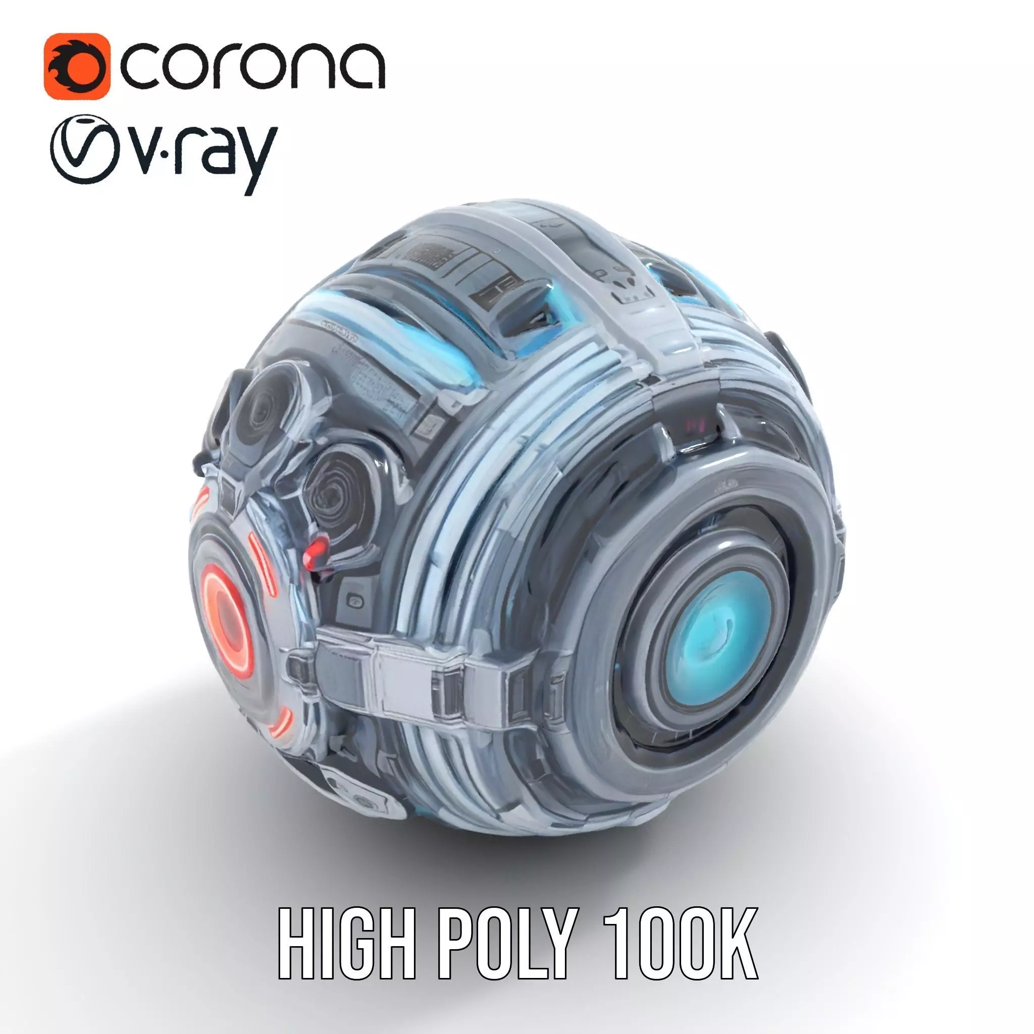 Futuristic Surveillance Orb Drone Model Pack Low-poly 3D model_17