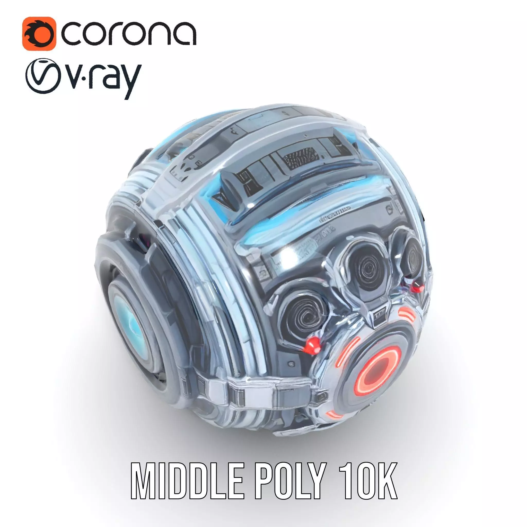 Futuristic Surveillance Orb Drone Model Pack Low-poly 3D model_15