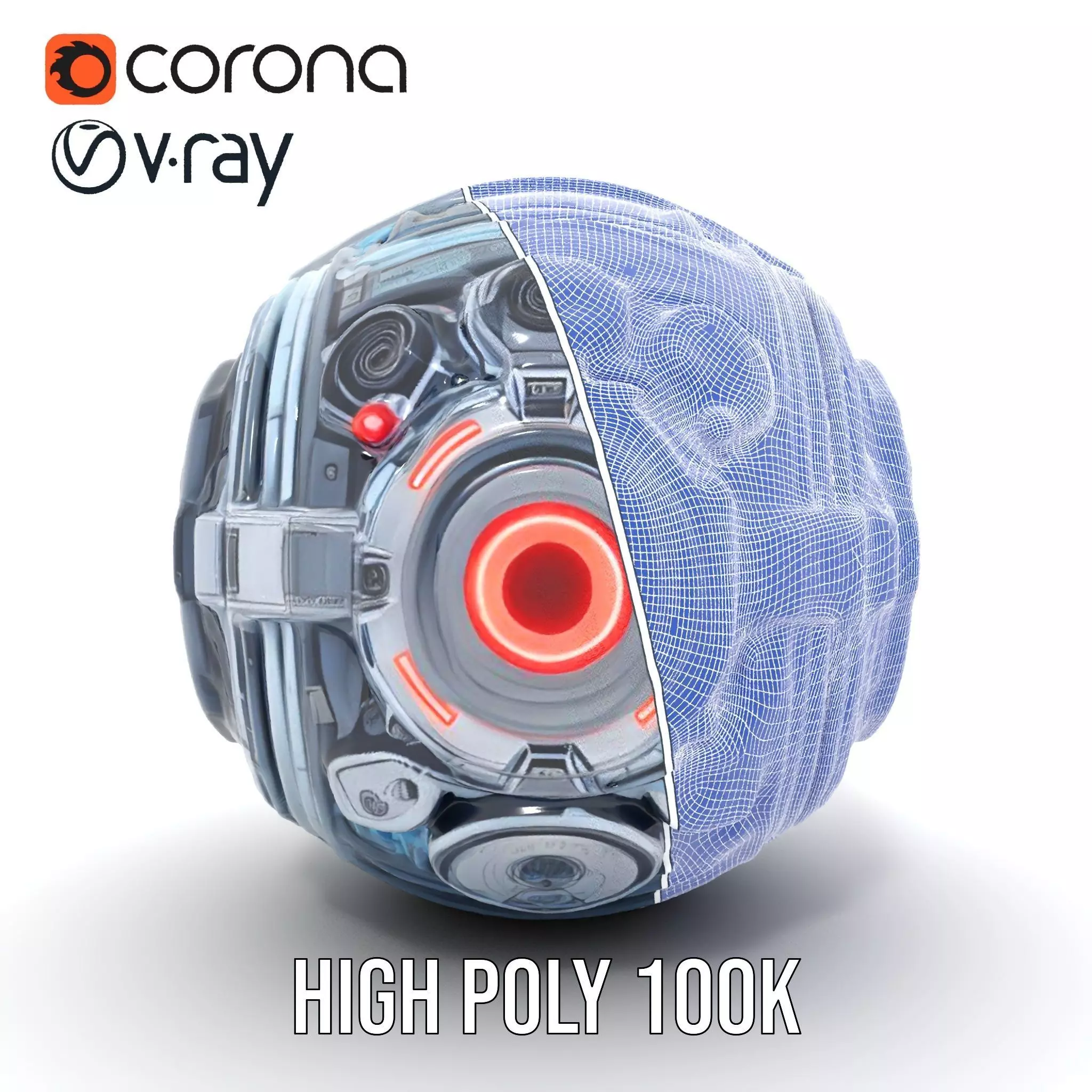 Futuristic Surveillance Orb Drone Model Pack Low-poly 3D model_33