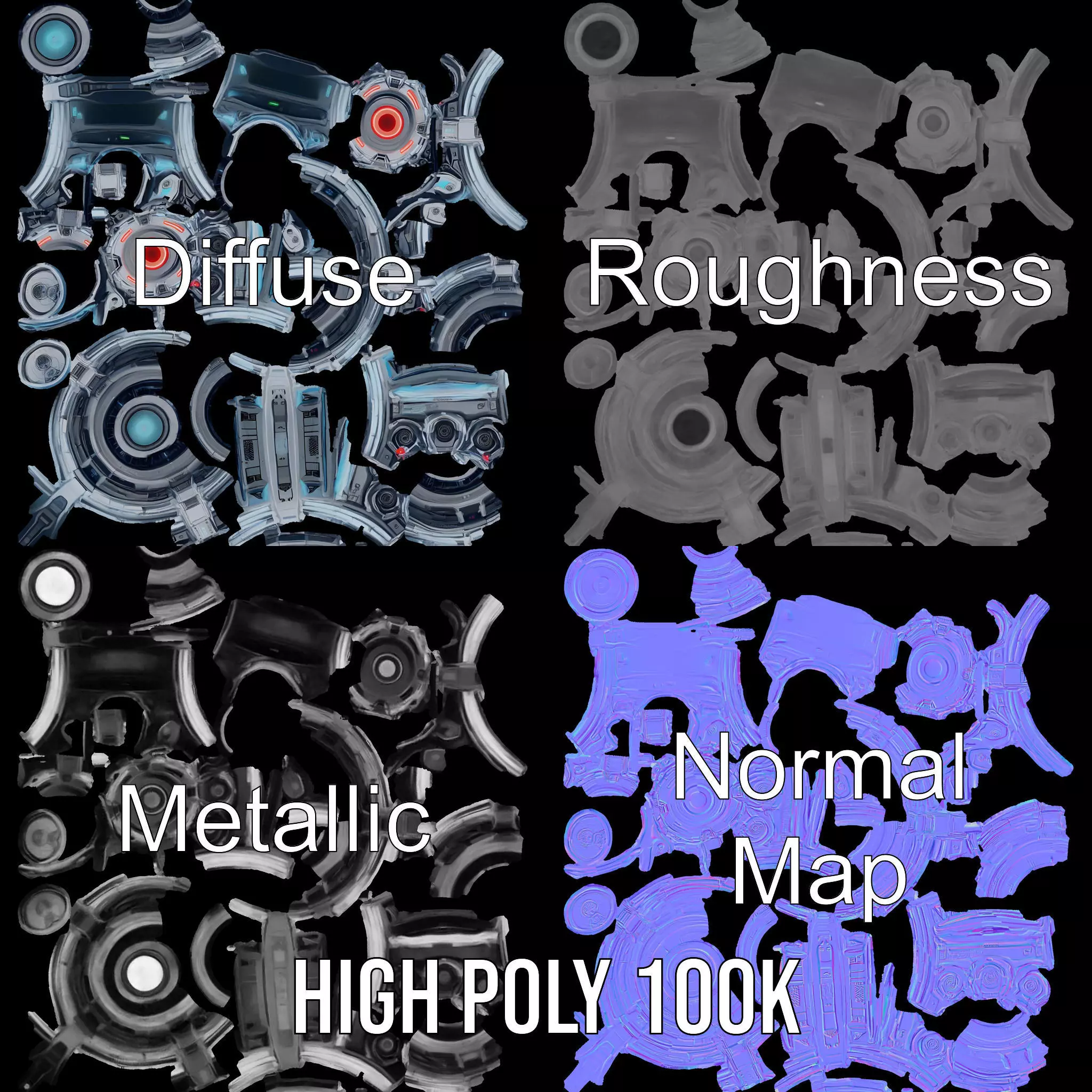 Futuristic Surveillance Orb Drone Model Pack Low-poly 3D model_3