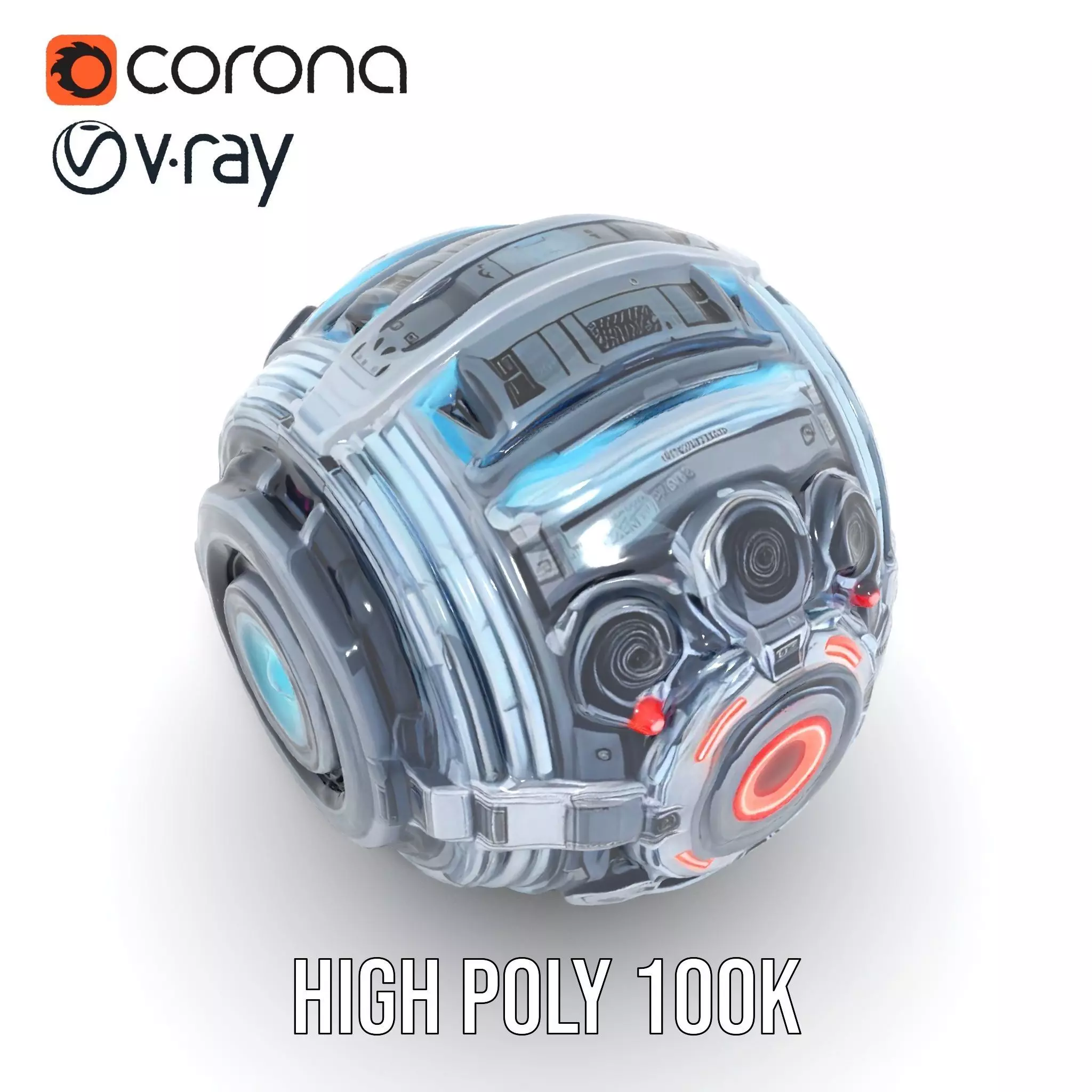 Futuristic Surveillance Orb Drone Model Pack Low-poly 3D model_20