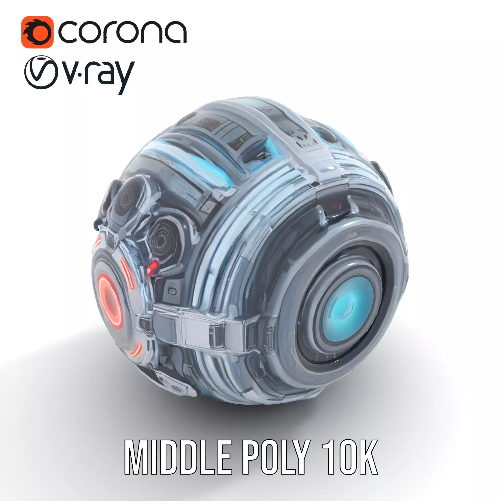 Futuristic Surveillance Orb Drone Model Pack Low-poly 3D model_5