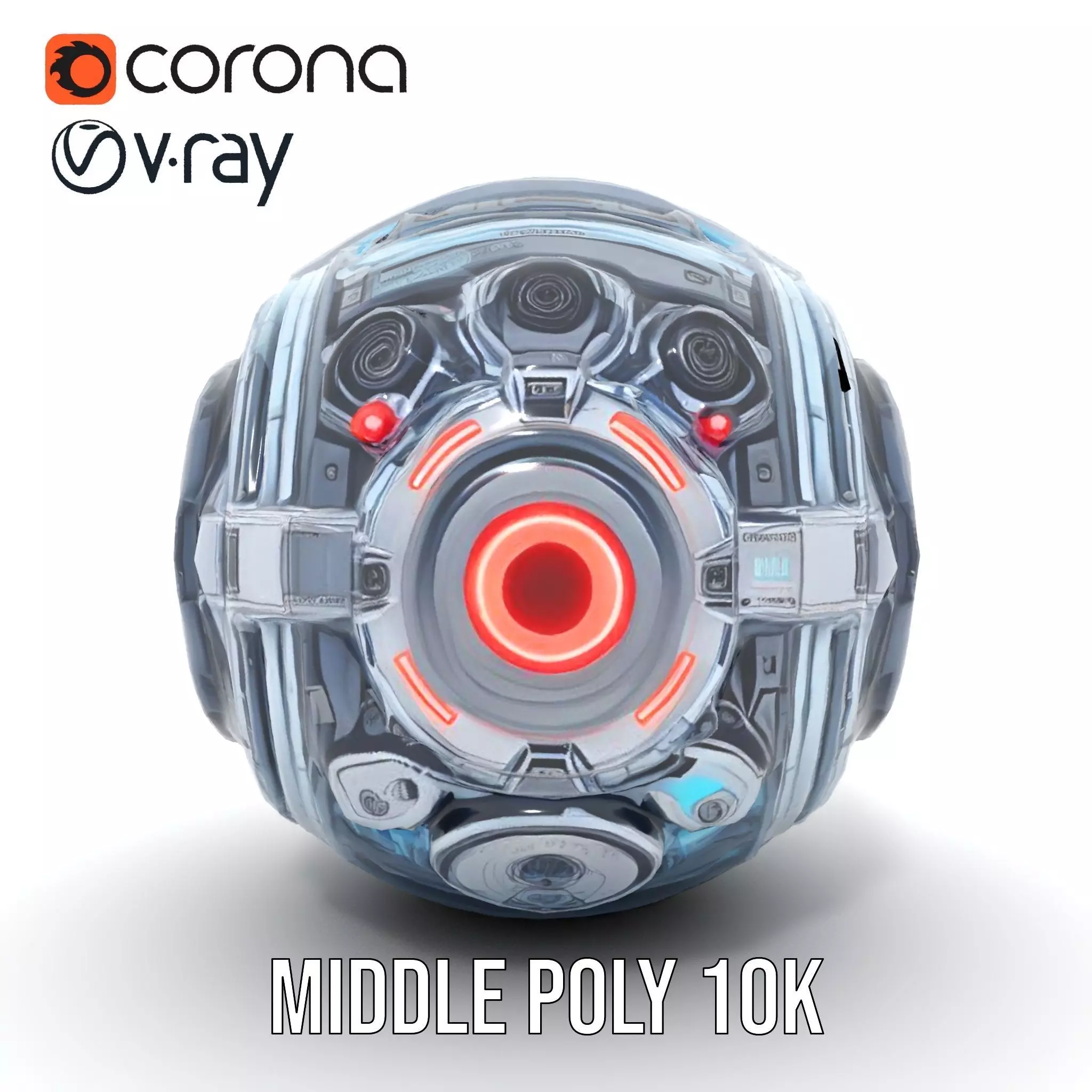 Futuristic Surveillance Orb Drone Model Pack Low-poly 3D model_24