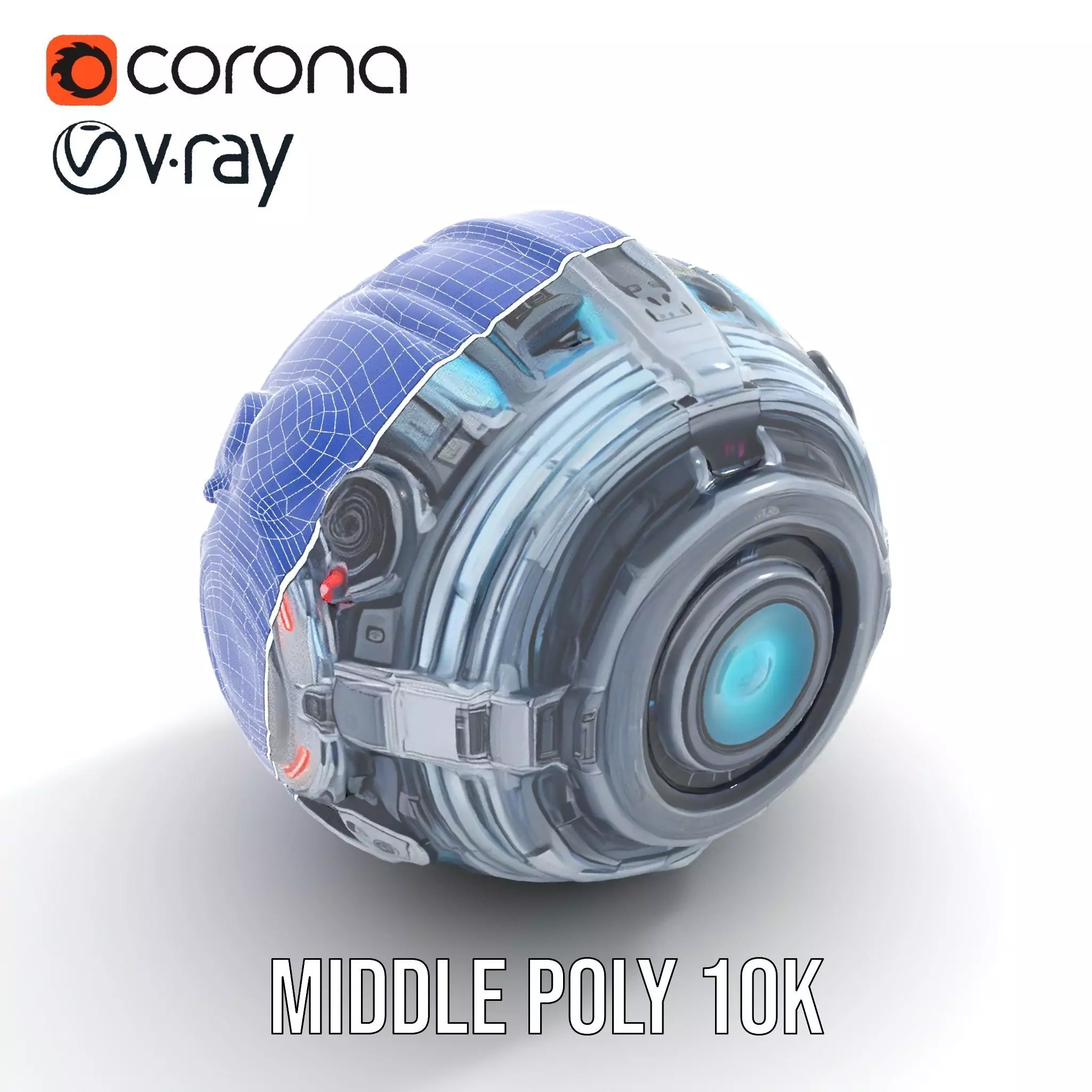 Futuristic Surveillance Orb Drone Model Pack Low-poly 3D model_21