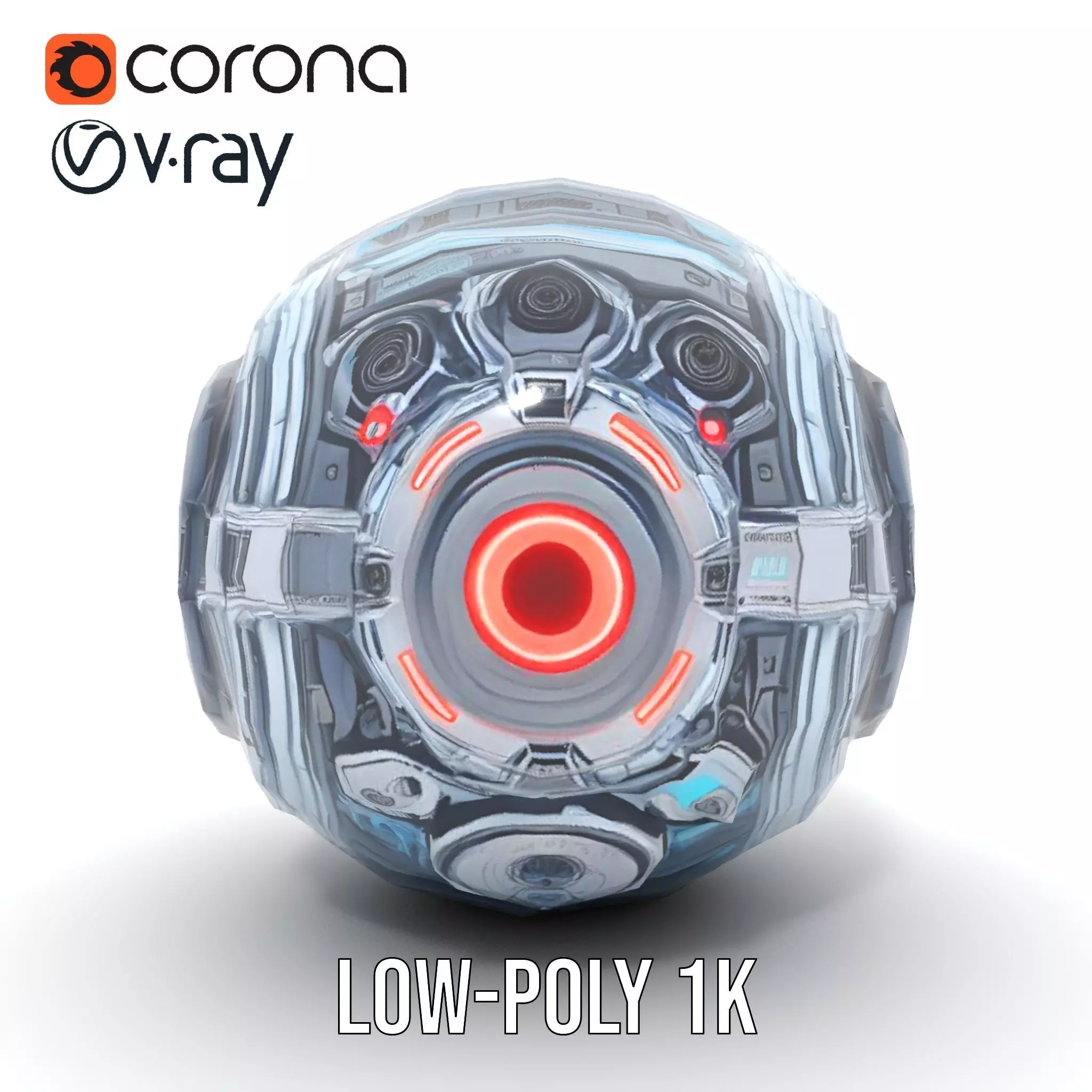 Futuristic Surveillance Orb Drone Model Pack Low-poly 3D model_22
