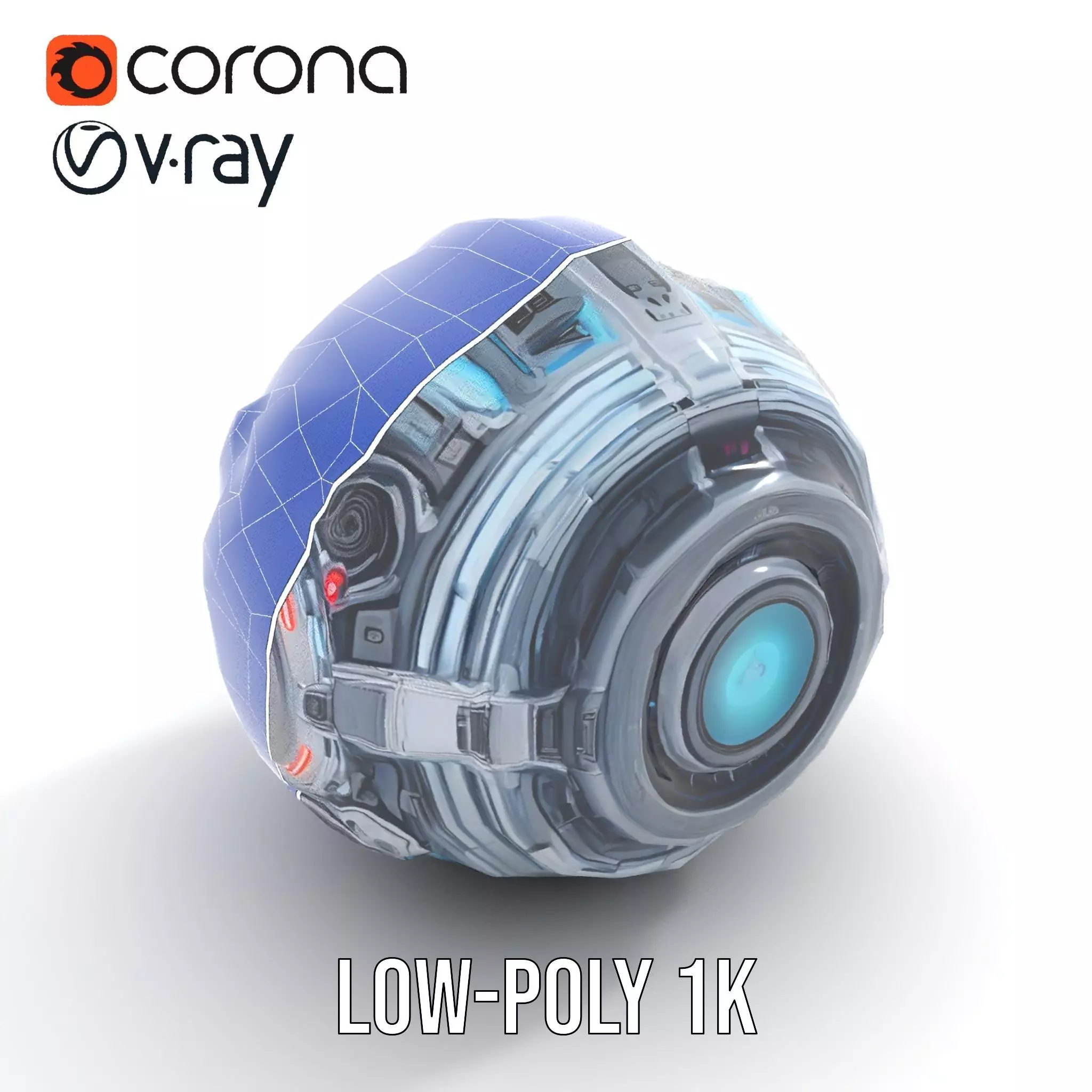 Futuristic Surveillance Orb Drone Model Pack Low-poly 3D model_30