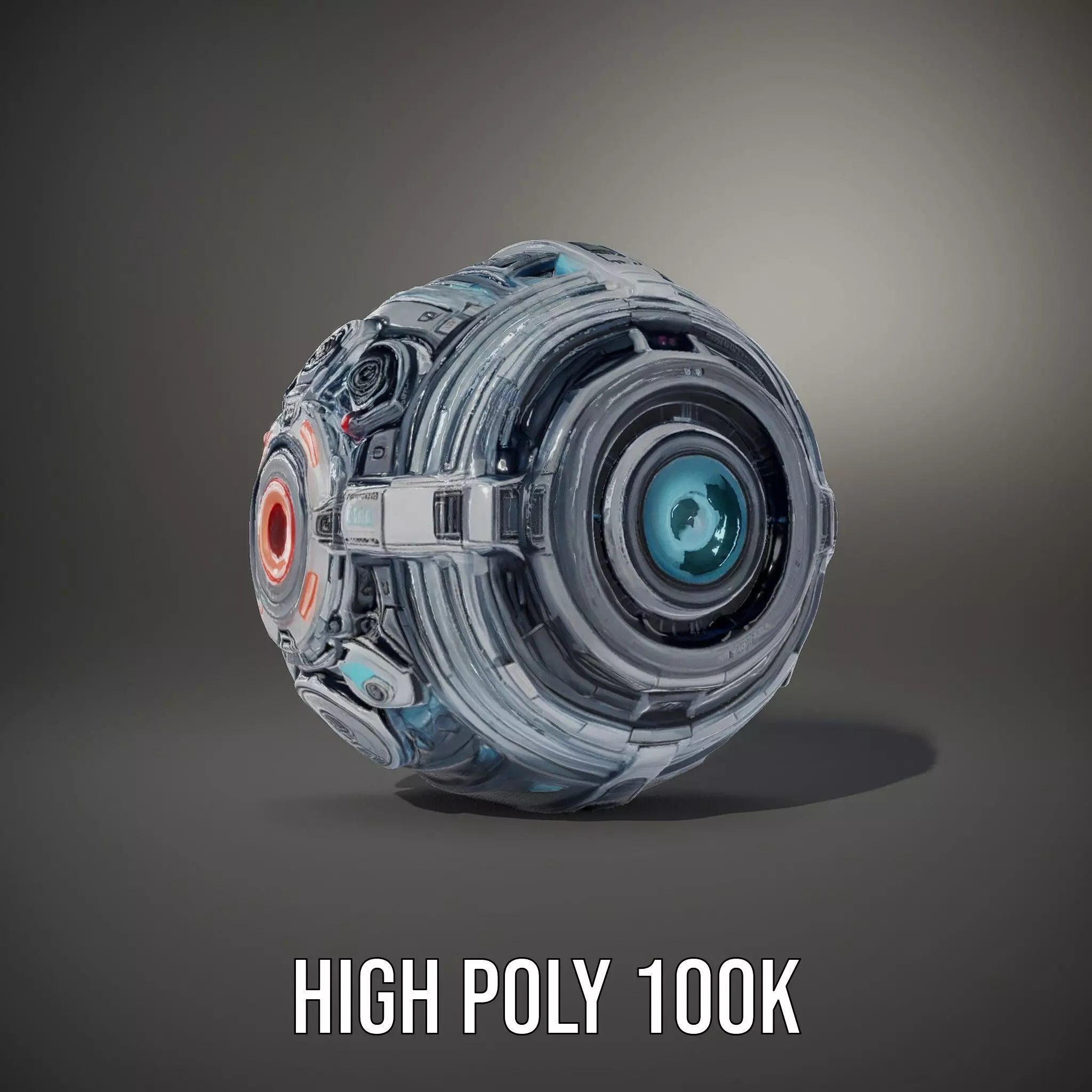 Futuristic Surveillance Orb Drone Model Pack Low-poly 3D model_8
