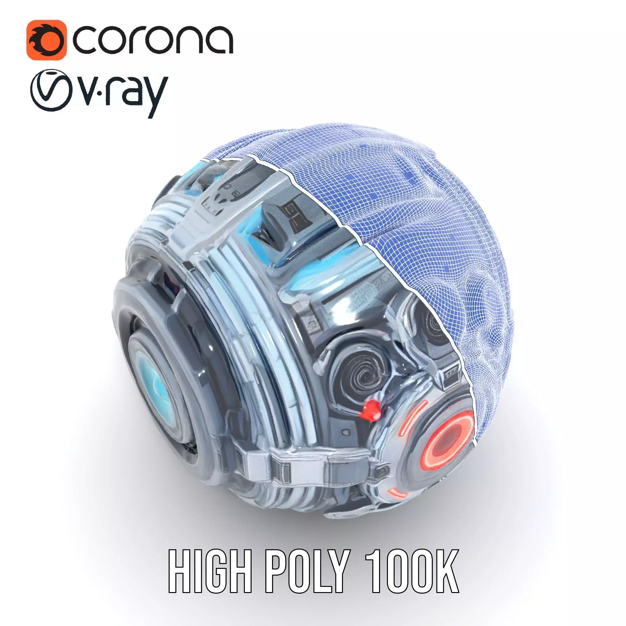 Futuristic Surveillance Orb Drone Model Pack Low-poly 3D model_23
