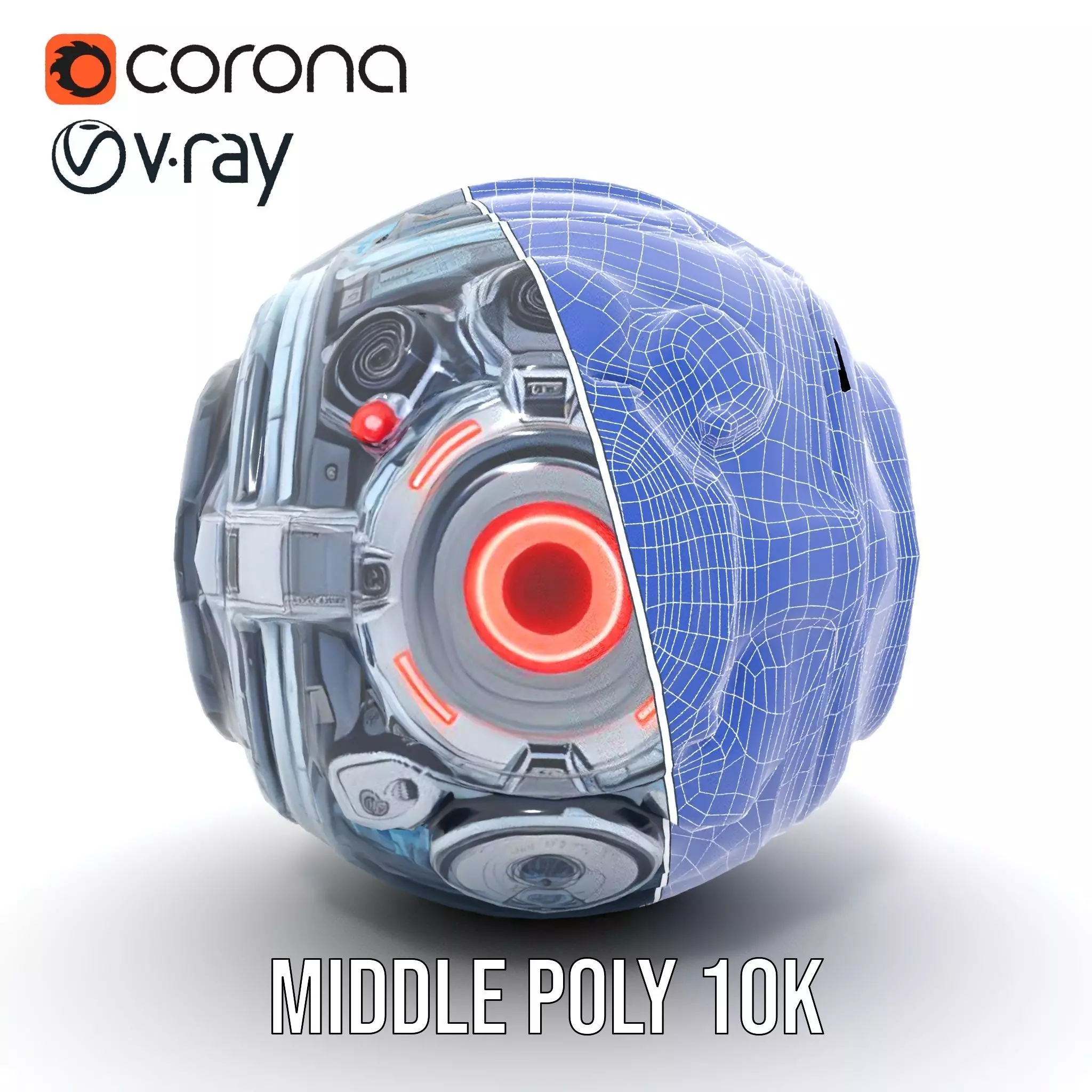 Futuristic Surveillance Orb Drone Model Pack Low-poly 3D model_26
