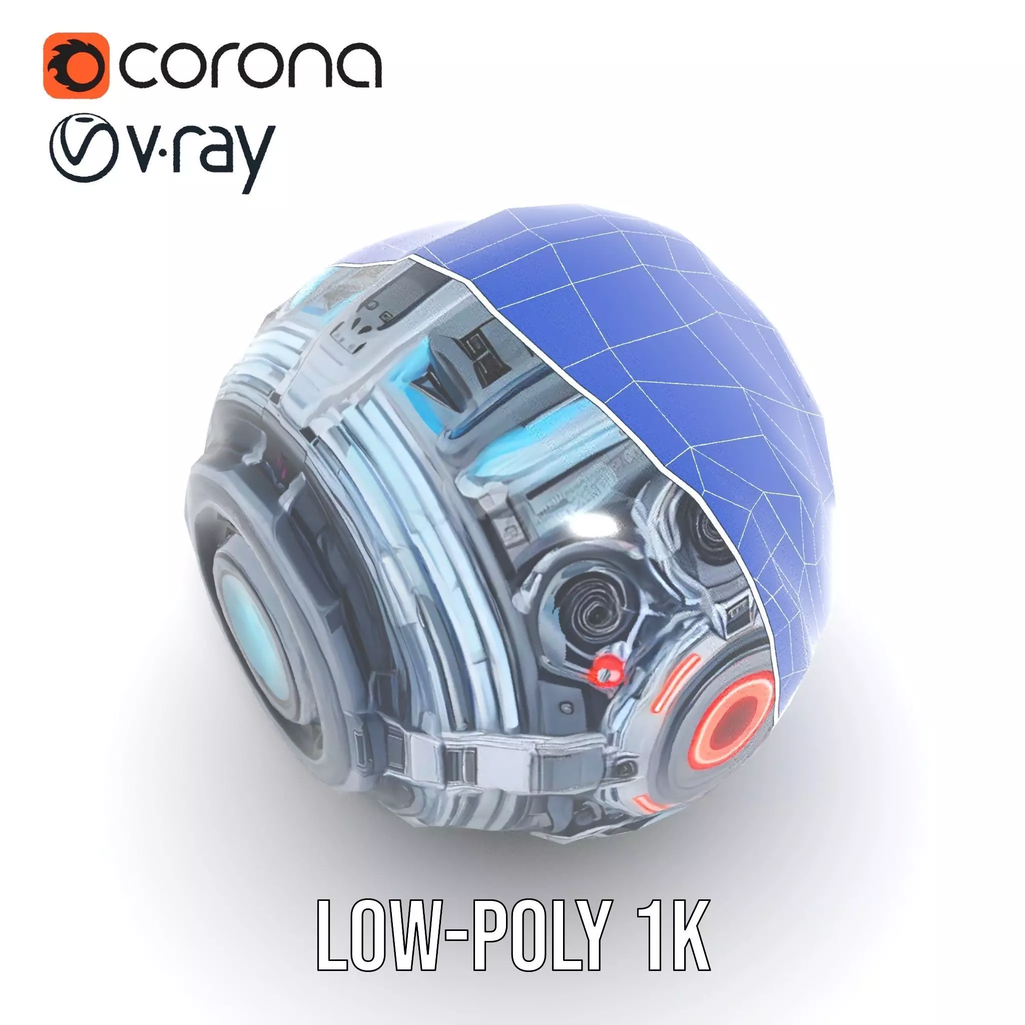 Futuristic Surveillance Orb Drone Model Pack Low-poly 3D model_12