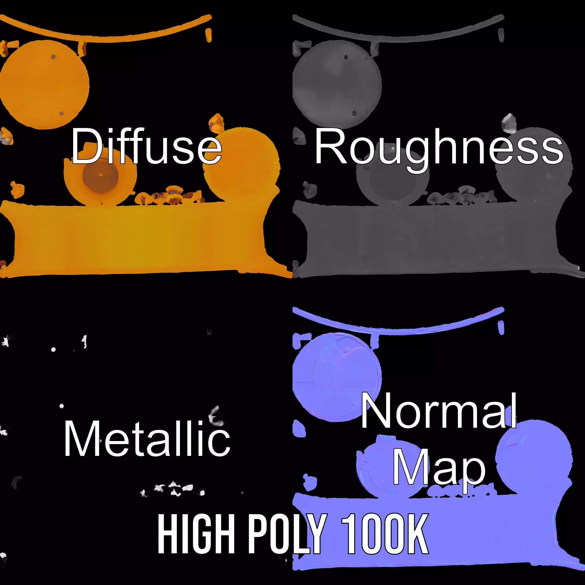 Industrial Warning Light Model Pack with Detailed Geometry Low-poly 3D model_4