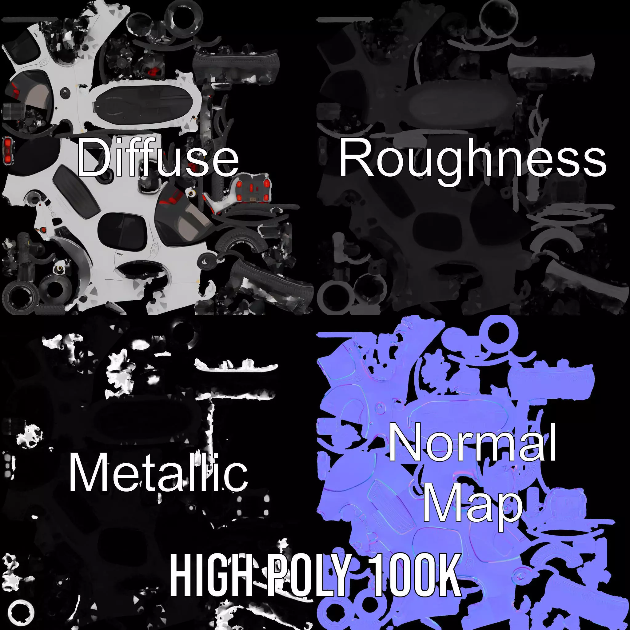 Futuristic Surveillance Robot Vehicle Model Pack Low-poly 3D model_4