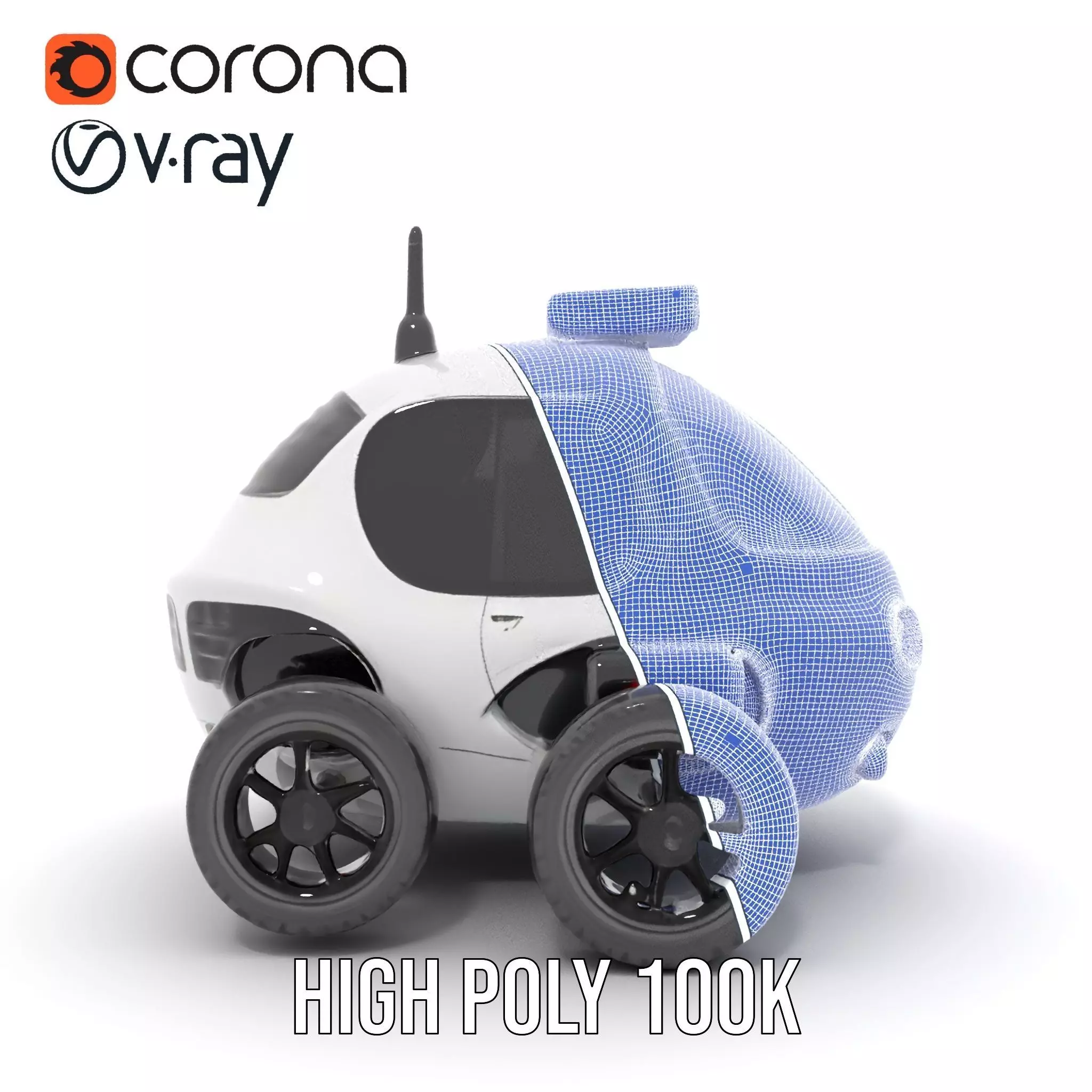 Futuristic Surveillance Robot Vehicle Model Pack Low-poly 3D model_35