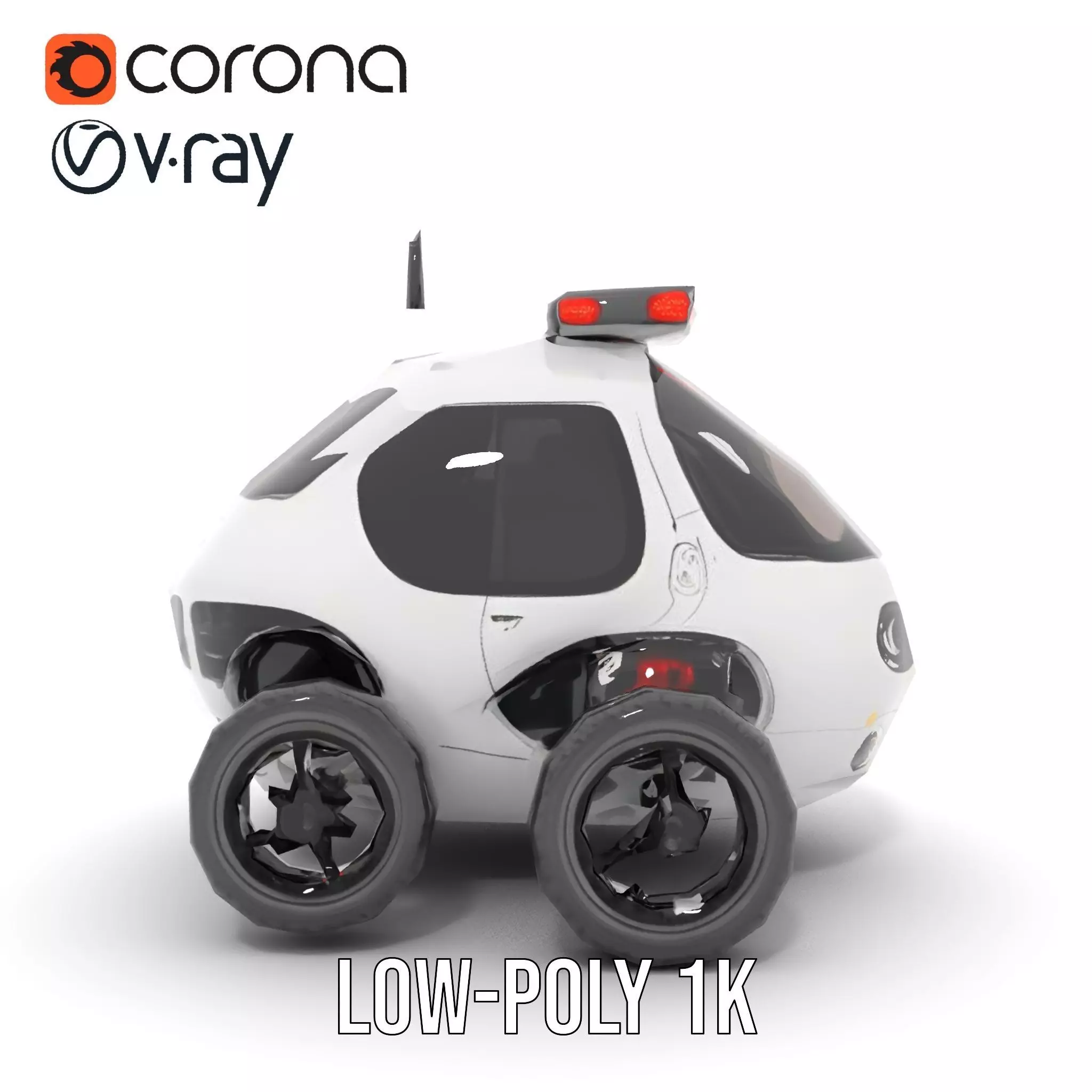 Futuristic Surveillance Robot Vehicle Model Pack Low-poly 3D model_8