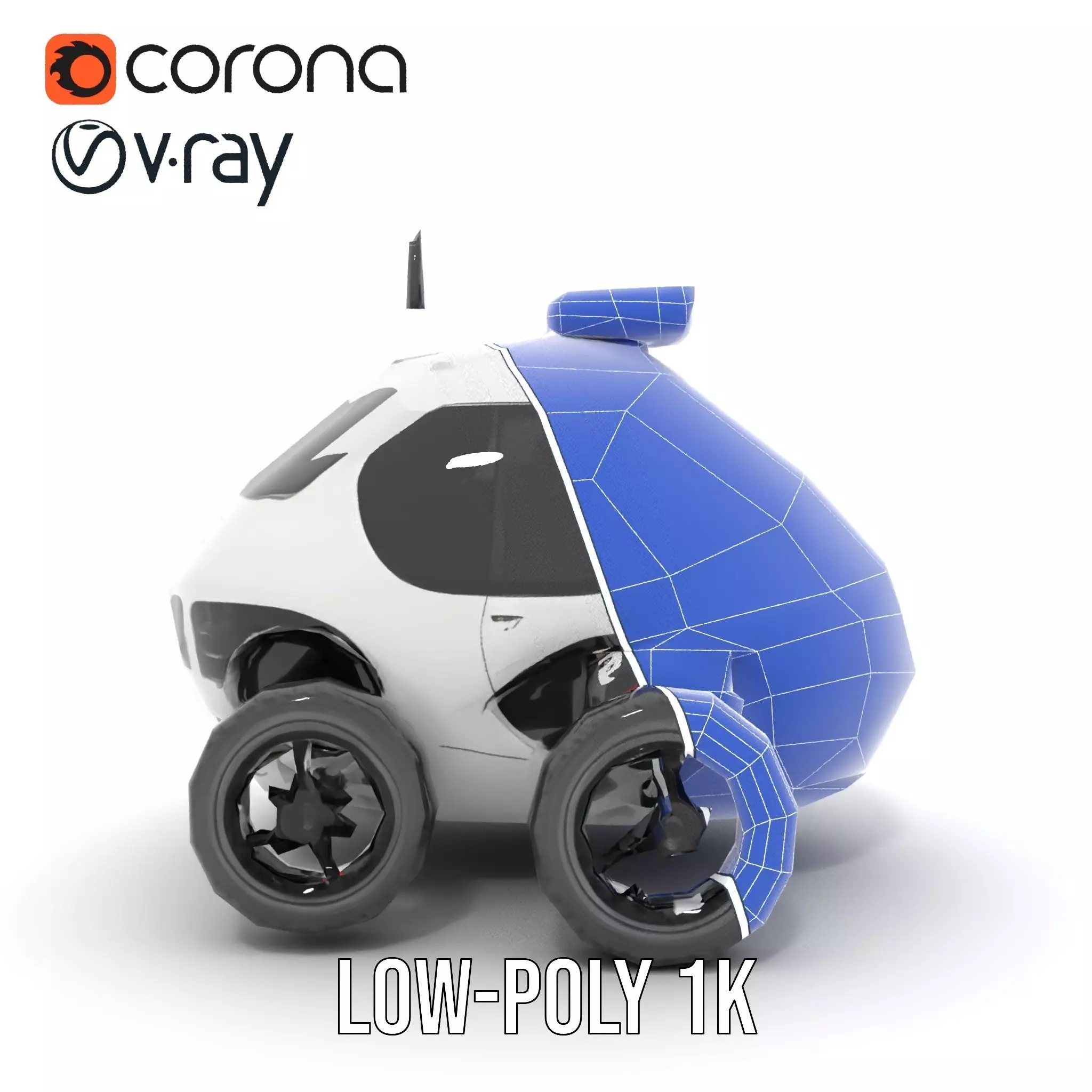 Futuristic Surveillance Robot Vehicle Model Pack Low-poly 3D model_32