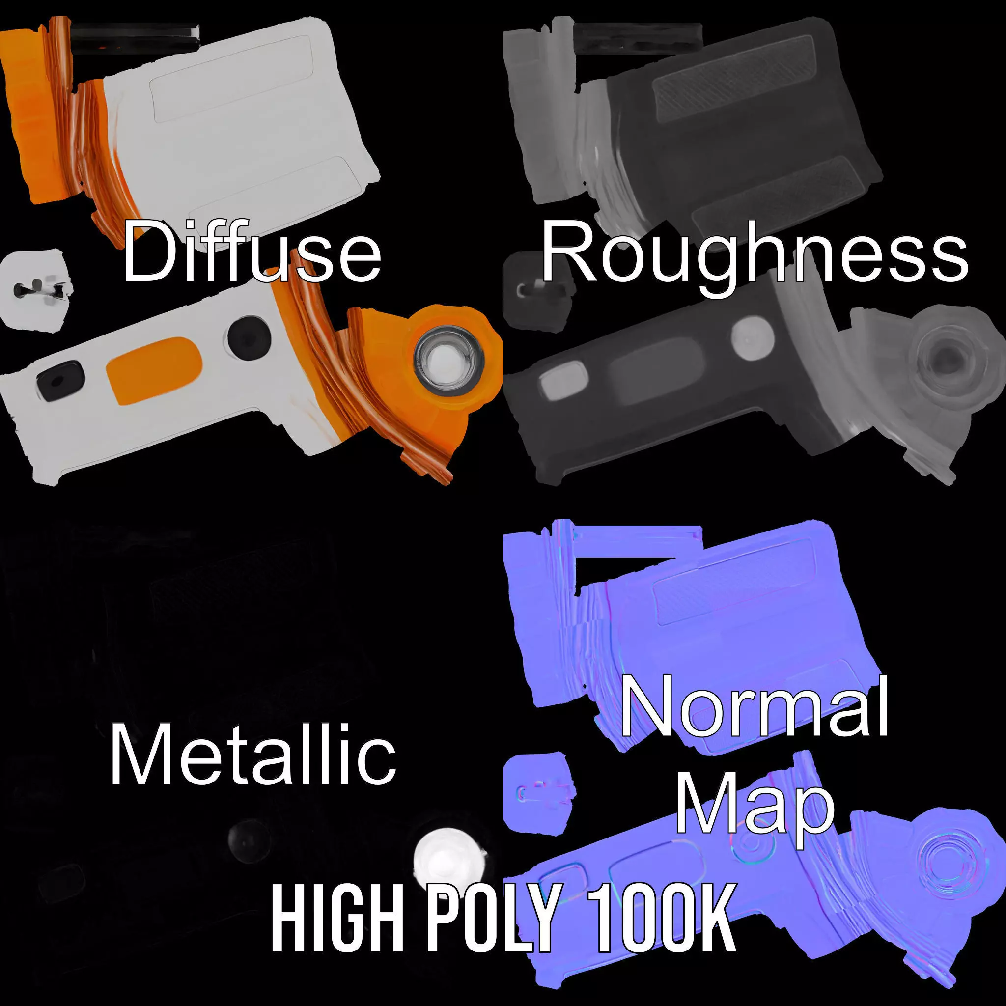 Handheld Flashlight Model Pack with Textured Detail Low-poly 3D model_4